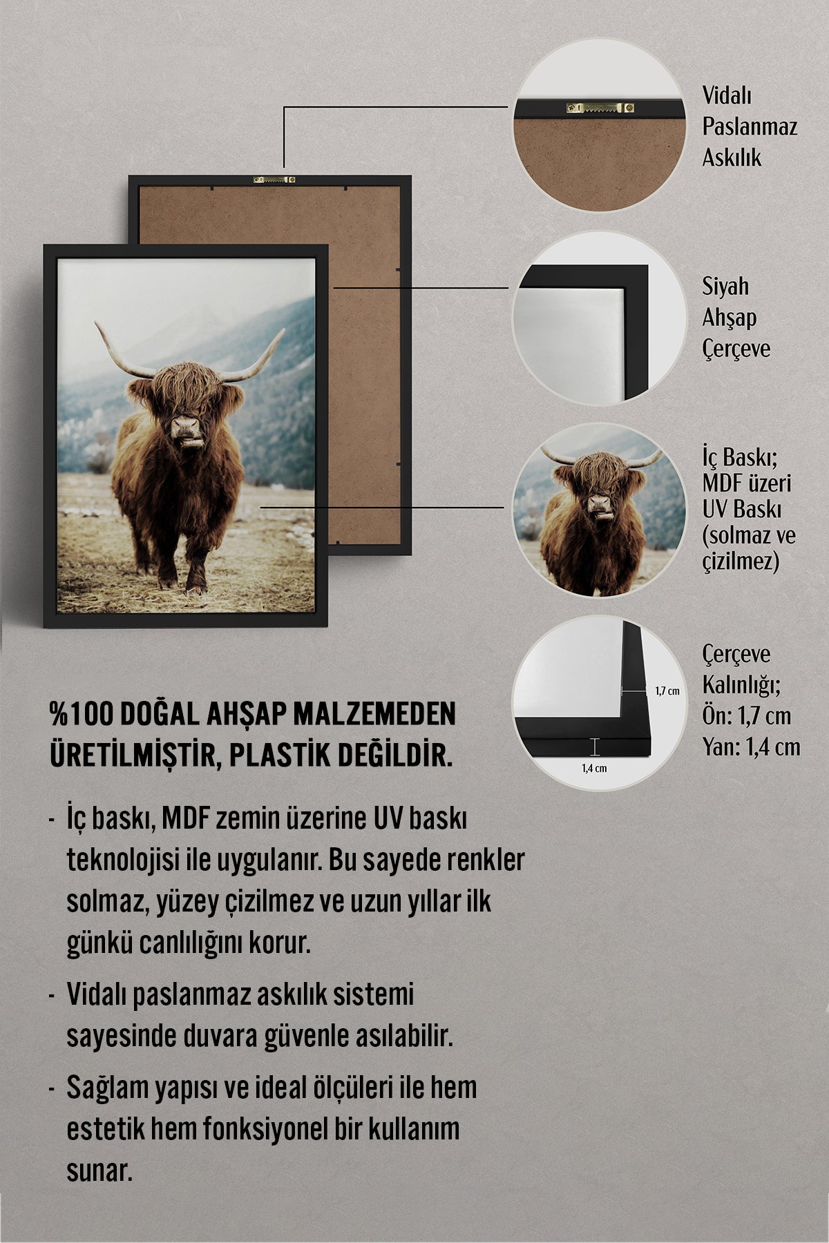 HOMEPACK Ahşap Çerçeveli Tablo Çerçeveli Poster Sanatsal Modern Duvar Dekoru BEK-8166