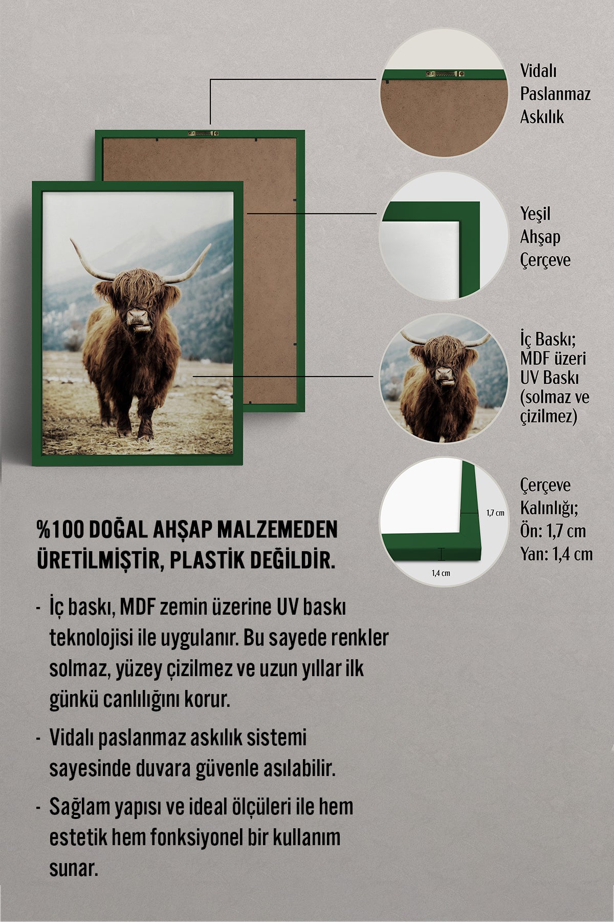 HOMEPACK Ahşap Çerçeveli Tablo Çerçeveli Poster Sanatsal Modern Duvar Dekoru BEK-8166