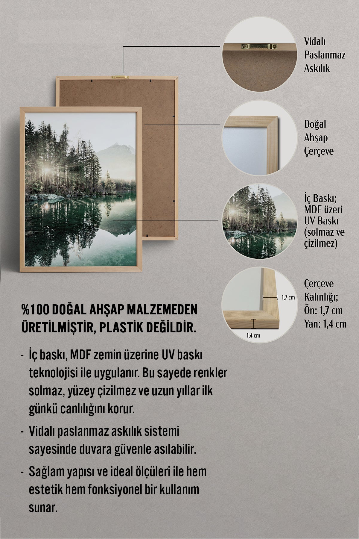HOMEPACK Ahşap Çerçeveli Tablo Çerçeveli Poster Sanatsal Modern Duvar Dekoru BEK-8167