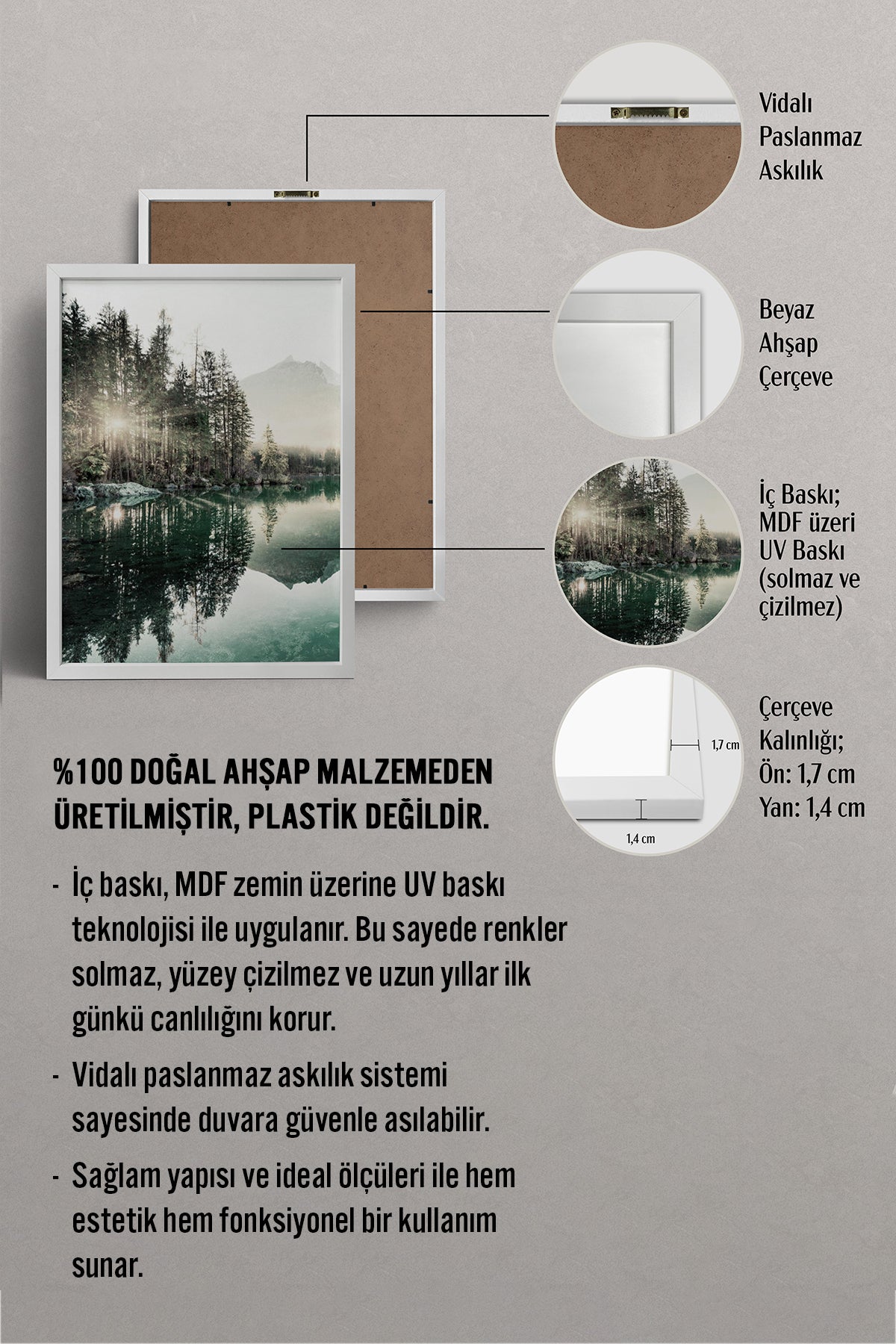 HOMEPACK Ahşap Çerçeveli Tablo Çerçeveli Poster Sanatsal Modern Duvar Dekoru BEK-8167