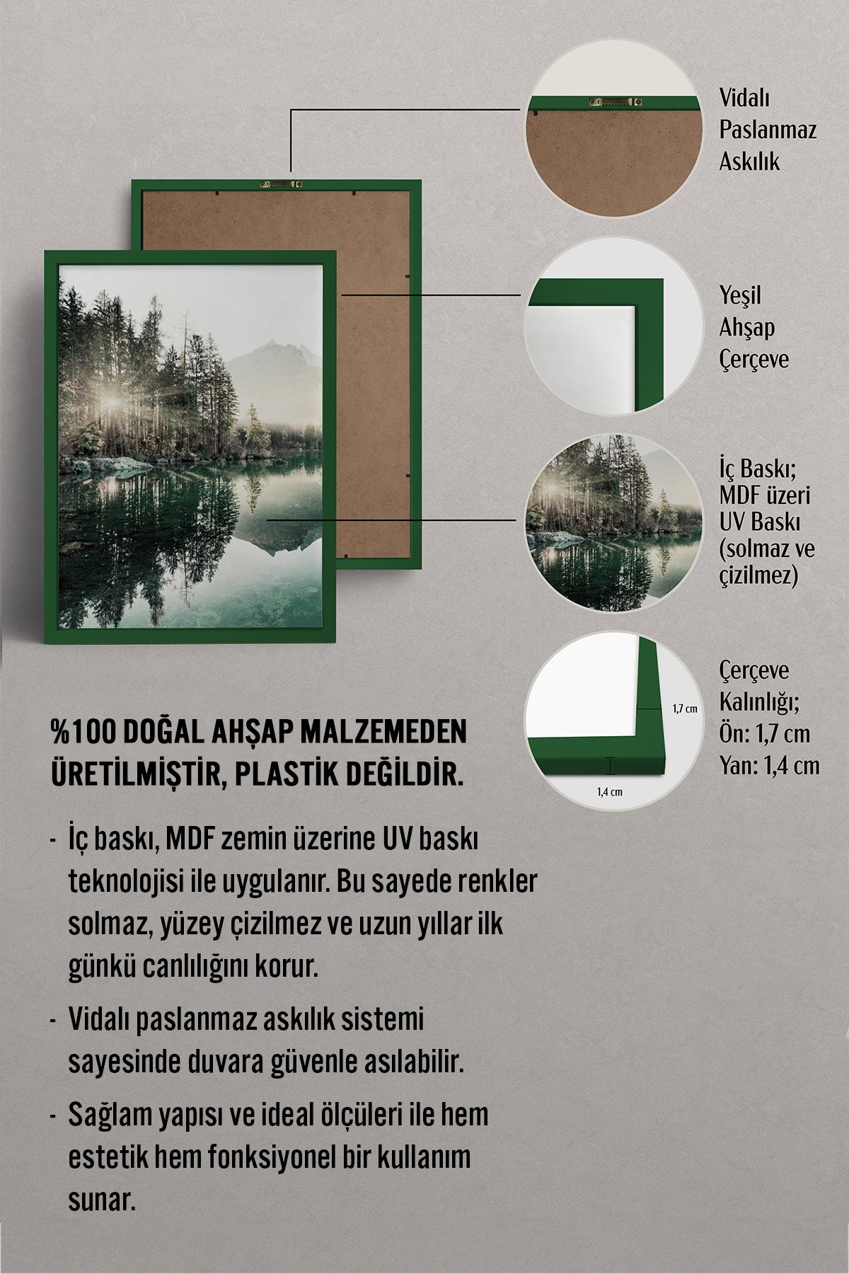 HOMEPACK Ahşap Çerçeveli Tablo Çerçeveli Poster Sanatsal Modern Duvar Dekoru BEK-8167