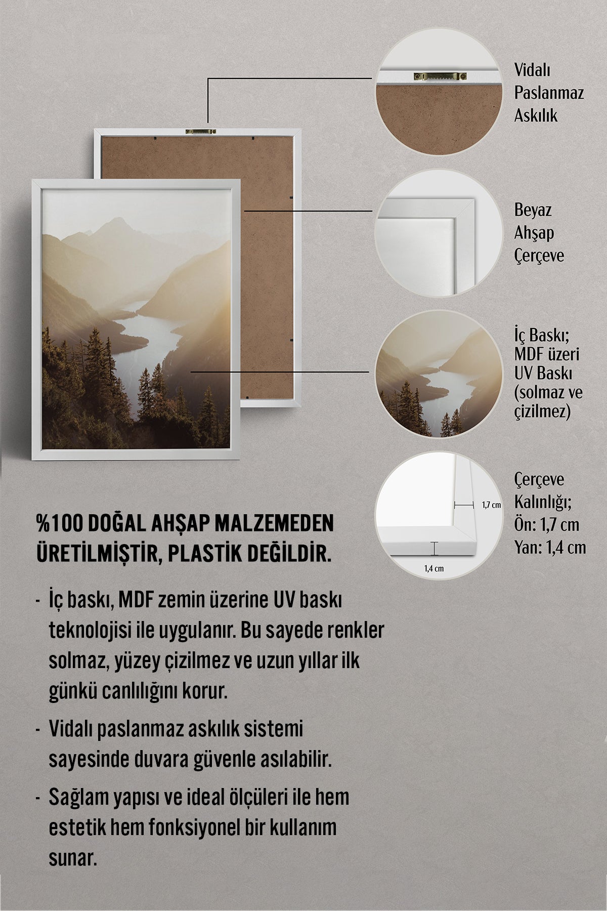 HOMEPACK Ahşap Çerçeveli Tablo Çerçeveli Poster Sanatsal Modern Duvar Dekoru BEK-8168