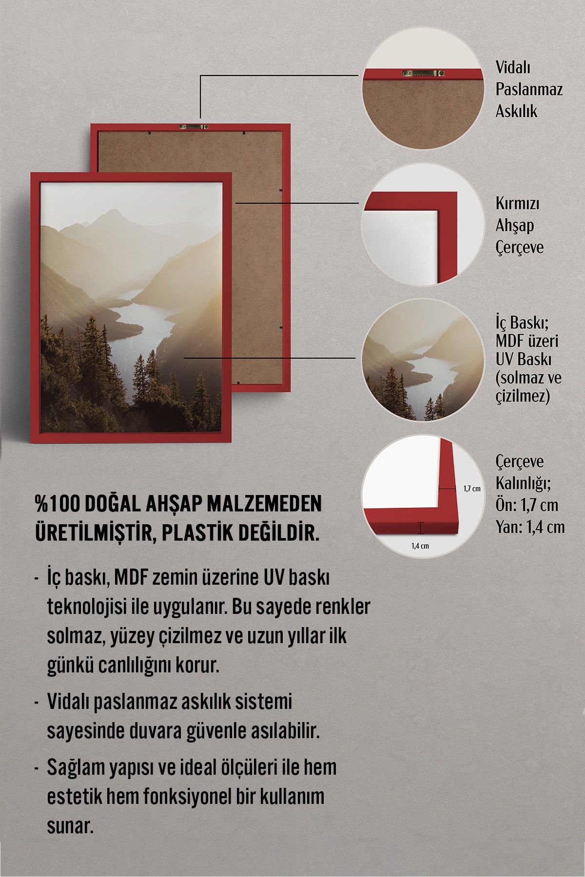 HOMEPACK Ahşap Çerçeveli Tablo Çerçeveli Poster Sanatsal Modern Duvar Dekoru BEK-8168