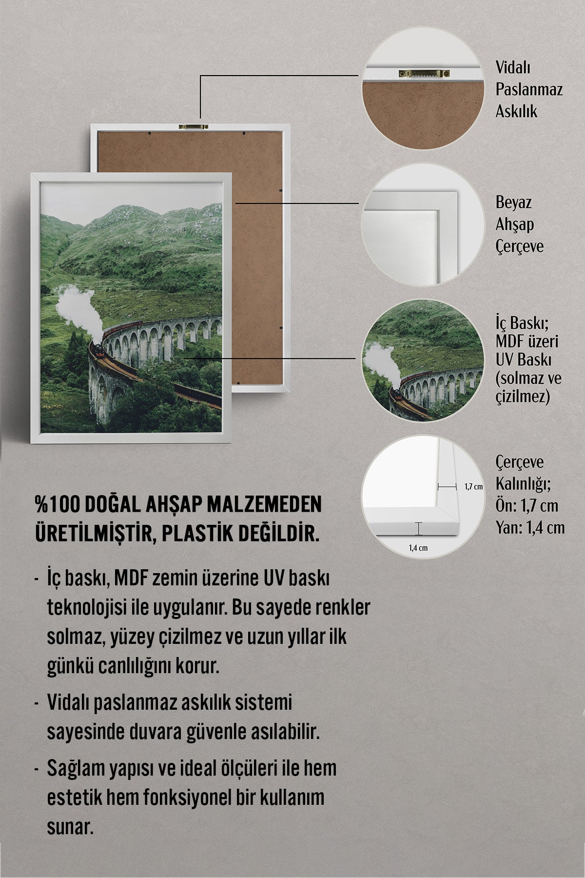 HOMEPACK Ahşap Çerçeveli Tablo Çerçeveli Poster Sanatsal Modern Duvar Dekoru BEK-8170