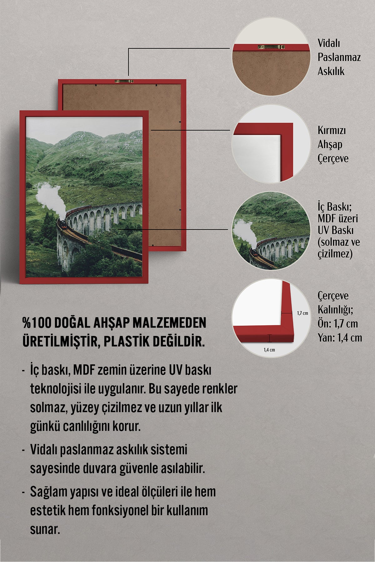 HOMEPACK Ahşap Çerçeveli Tablo Çerçeveli Poster Sanatsal Modern Duvar Dekoru BEK-8170