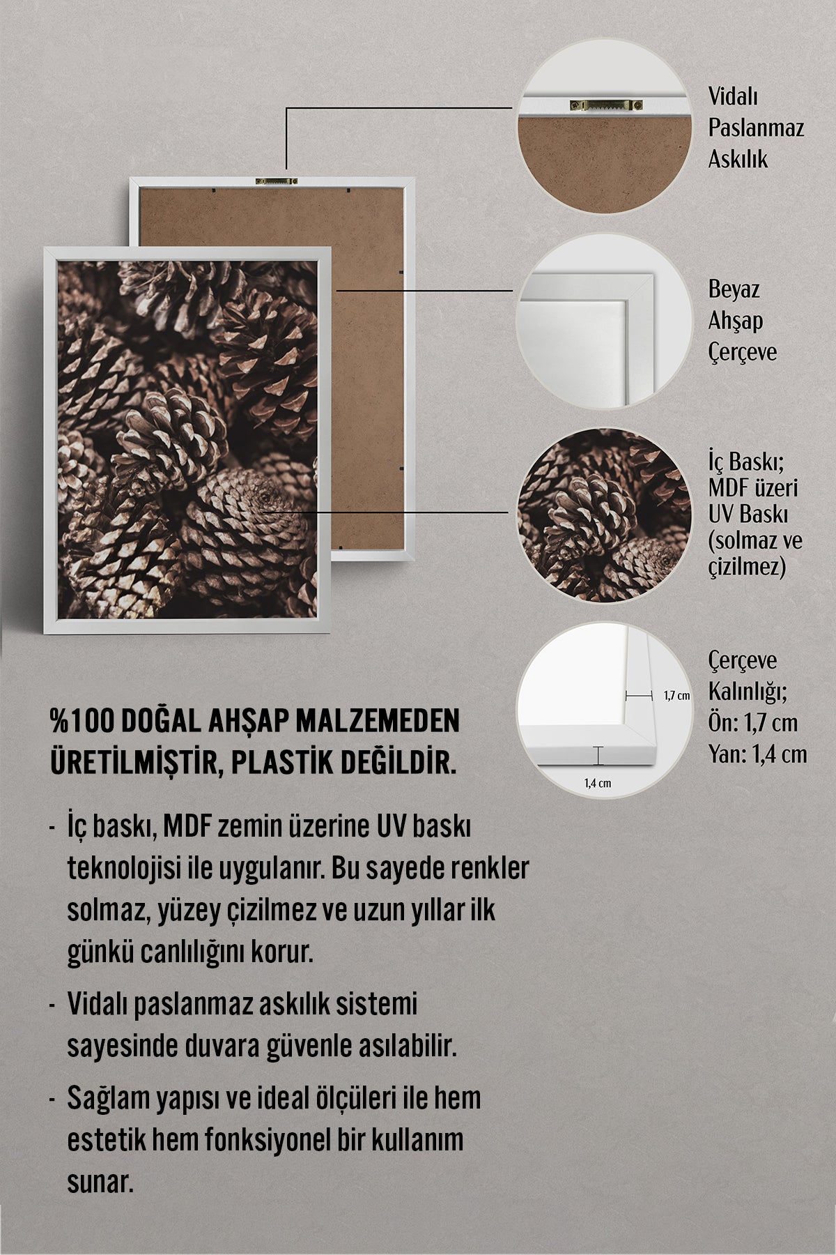 HOMEPACK Ahşap Çerçeveli Tablo Çerçeveli Poster Sanatsal Modern Duvar Dekoru BEK-8171