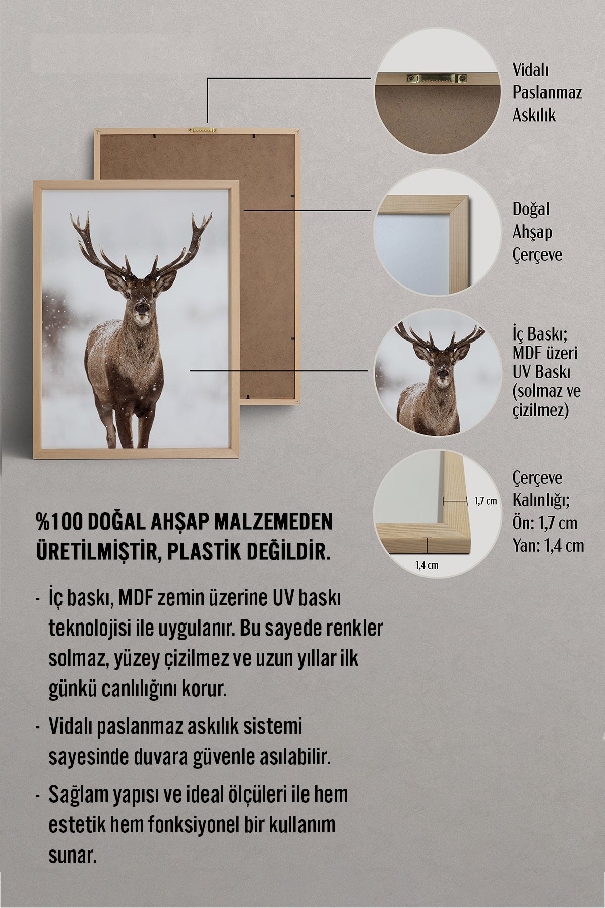 HOMEPACK Ahşap Çerçeveli Tablo Çerçeveli Poster Sanatsal Modern Duvar Dekoru BEK-8172