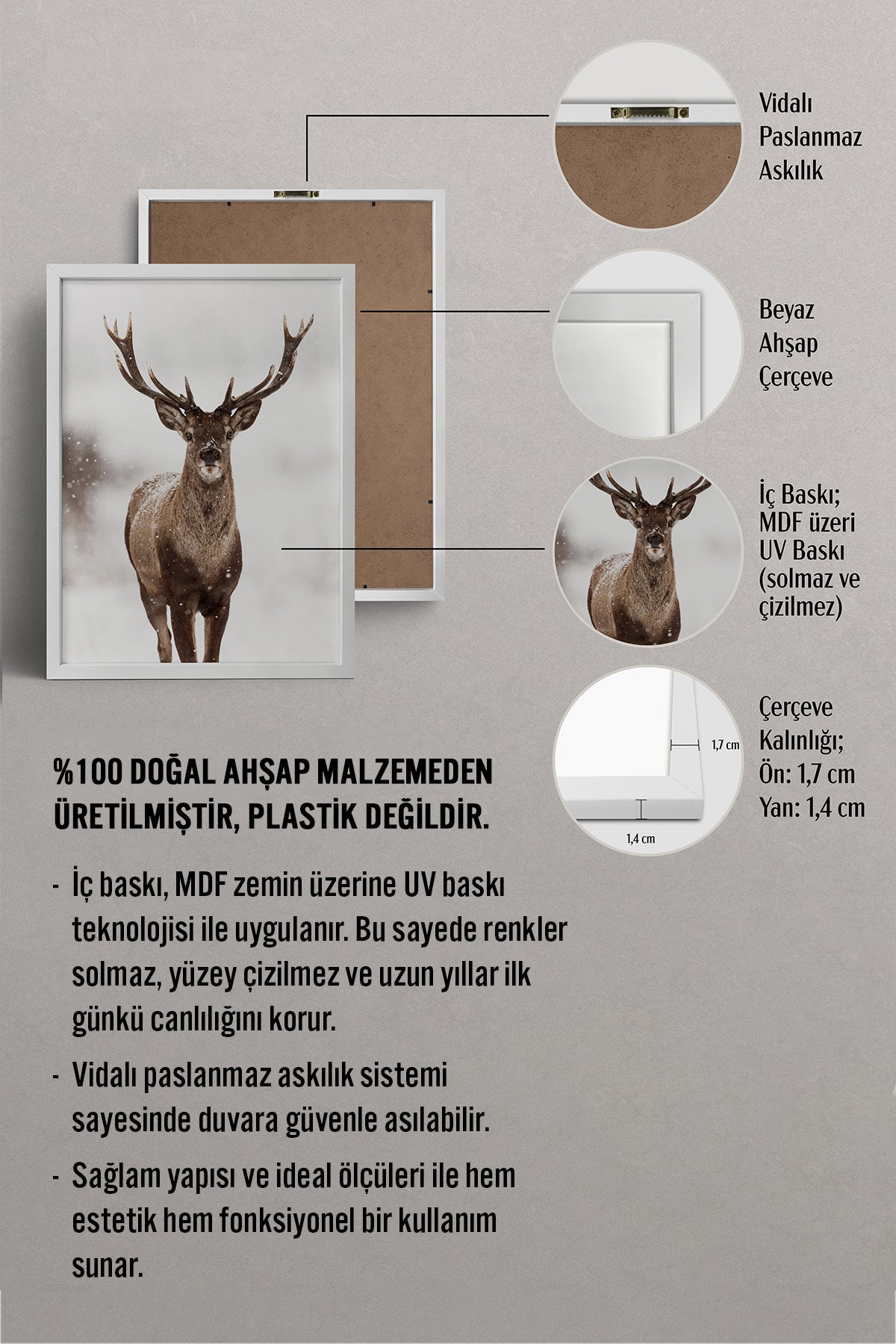 HOMEPACK Ahşap Çerçeveli Tablo Çerçeveli Poster Sanatsal Modern Duvar Dekoru BEK-8172