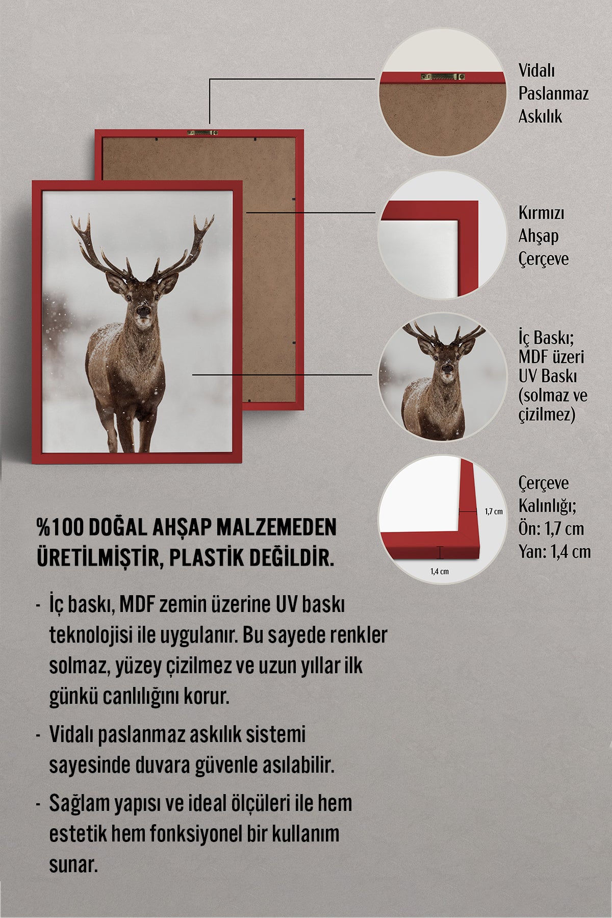 HOMEPACK Ahşap Çerçeveli Tablo Çerçeveli Poster Sanatsal Modern Duvar Dekoru BEK-8172