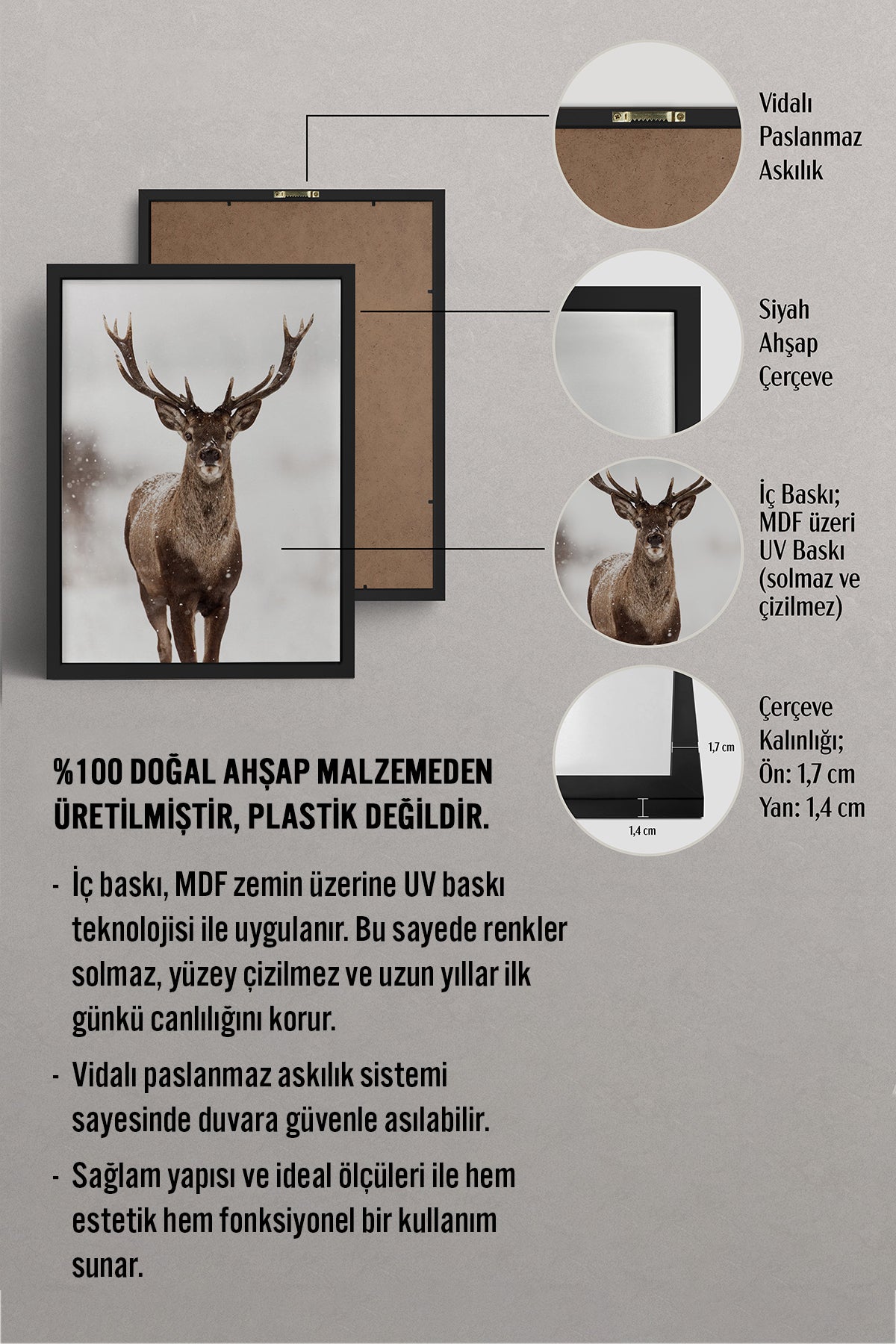 HOMEPACK Ahşap Çerçeveli Tablo Çerçeveli Poster Sanatsal Modern Duvar Dekoru BEK-8172