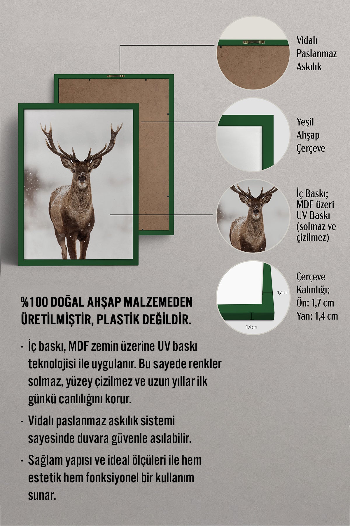 HOMEPACK Ahşap Çerçeveli Tablo Çerçeveli Poster Sanatsal Modern Duvar Dekoru BEK-8172