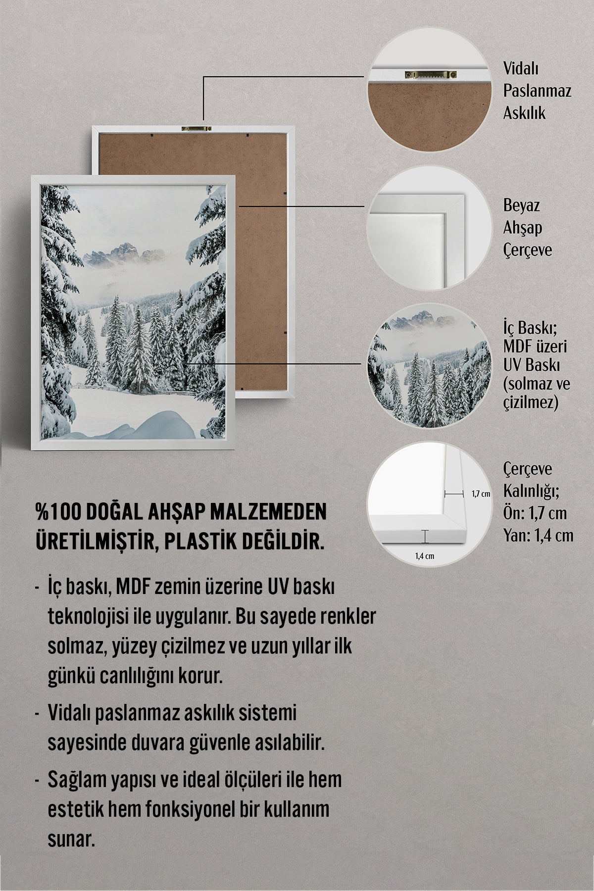 HOMEPACK Ahşap Çerçeveli Tablo Çerçeveli Poster Sanatsal Modern Duvar Dekoru BEK-8173