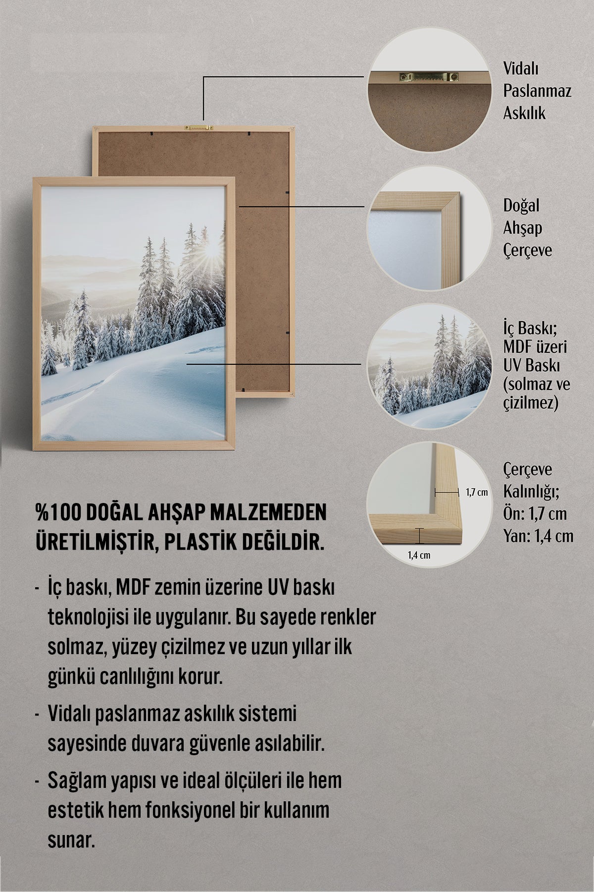 HOMEPACK Ahşap Çerçeveli Tablo Çerçeveli Poster Sanatsal Modern Duvar Dekoru BEK-8174