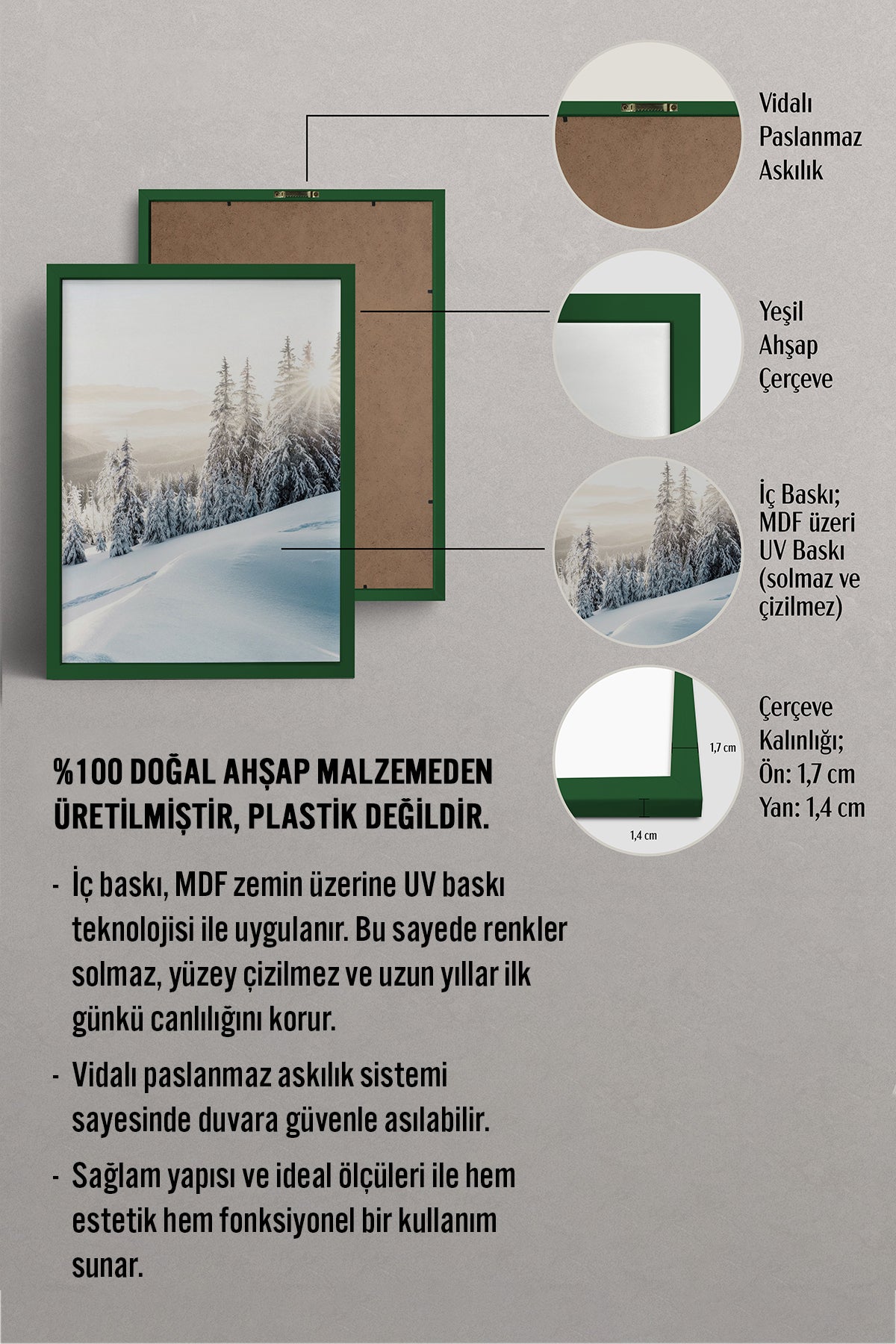 HOMEPACK Ahşap Çerçeveli Tablo Çerçeveli Poster Sanatsal Modern Duvar Dekoru BEK-8174