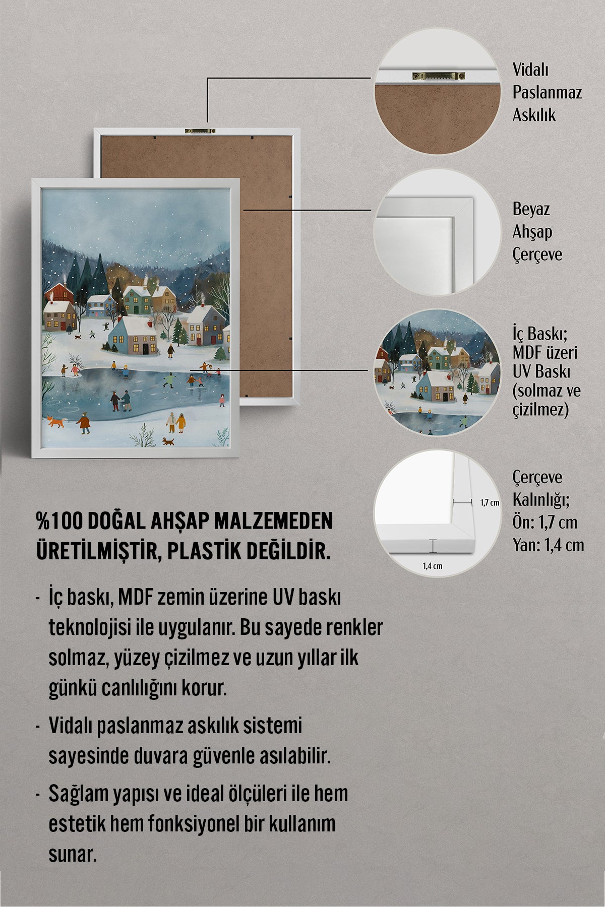 HOMEPACK Ahşap Çerçeveli Tablo Çerçeveli Poster Sanatsal Modern Duvar Dekoru BEK-8175