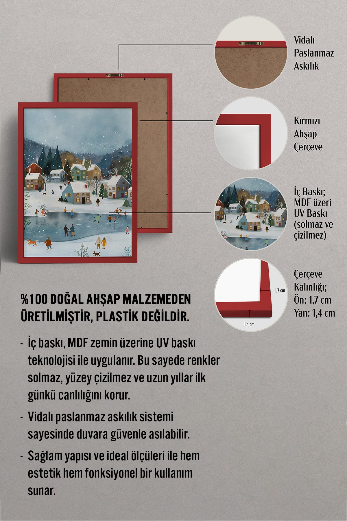 HOMEPACK Ahşap Çerçeveli Tablo Çerçeveli Poster Sanatsal Modern Duvar Dekoru BEK-8175