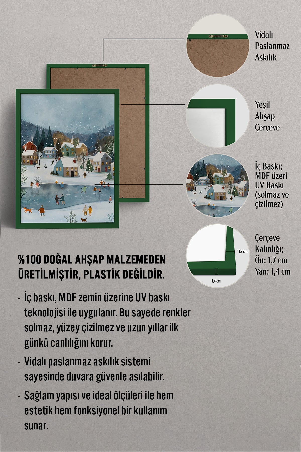 HOMEPACK Ahşap Çerçeveli Tablo Çerçeveli Poster Sanatsal Modern Duvar Dekoru BEK-8175