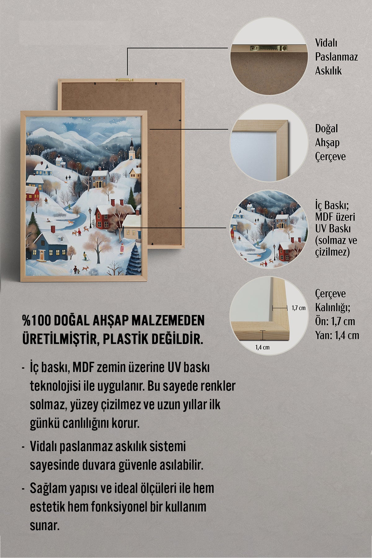HOMEPACK Ahşap Çerçeveli Tablo Çerçeveli Poster Sanatsal Modern Duvar Dekoru BEK-8176