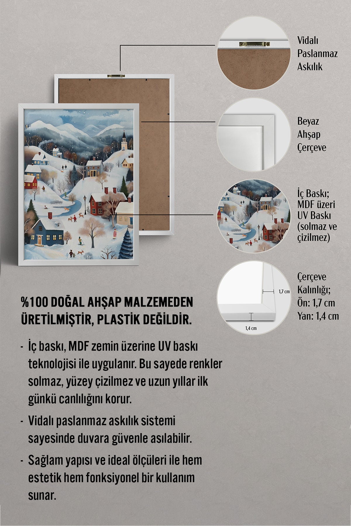 HOMEPACK Ahşap Çerçeveli Tablo Çerçeveli Poster Sanatsal Modern Duvar Dekoru BEK-8176
