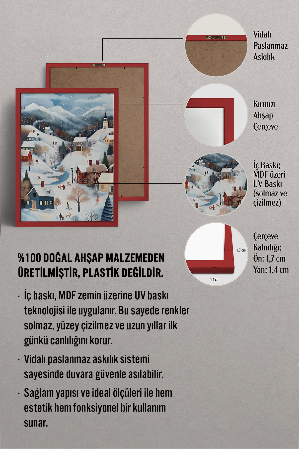 HOMEPACK Ahşap Çerçeveli Tablo Çerçeveli Poster Sanatsal Modern Duvar Dekoru BEK-8176