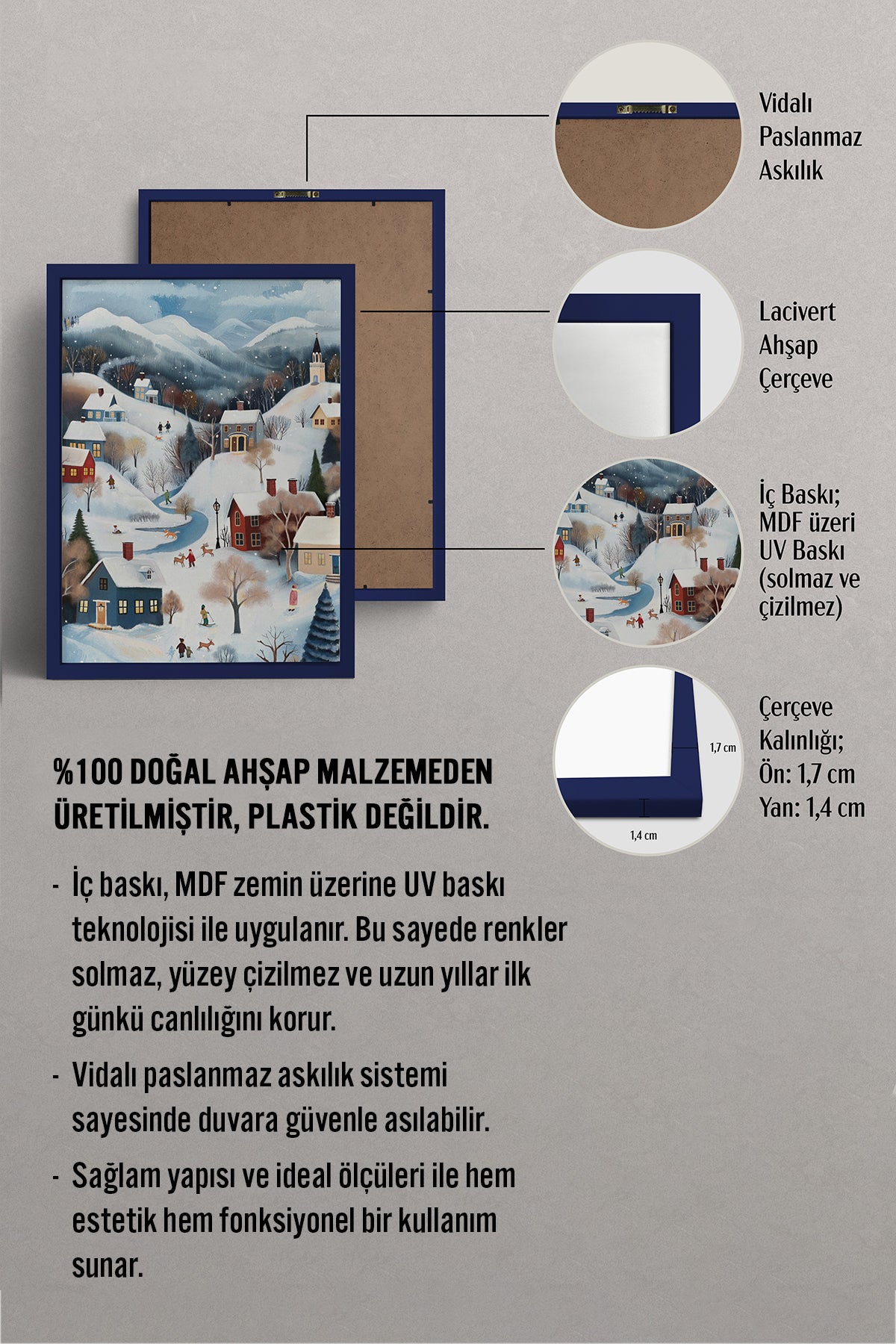 HOMEPACK Ahşap Çerçeveli Tablo Çerçeveli Poster Sanatsal Modern Duvar Dekoru BEK-8176