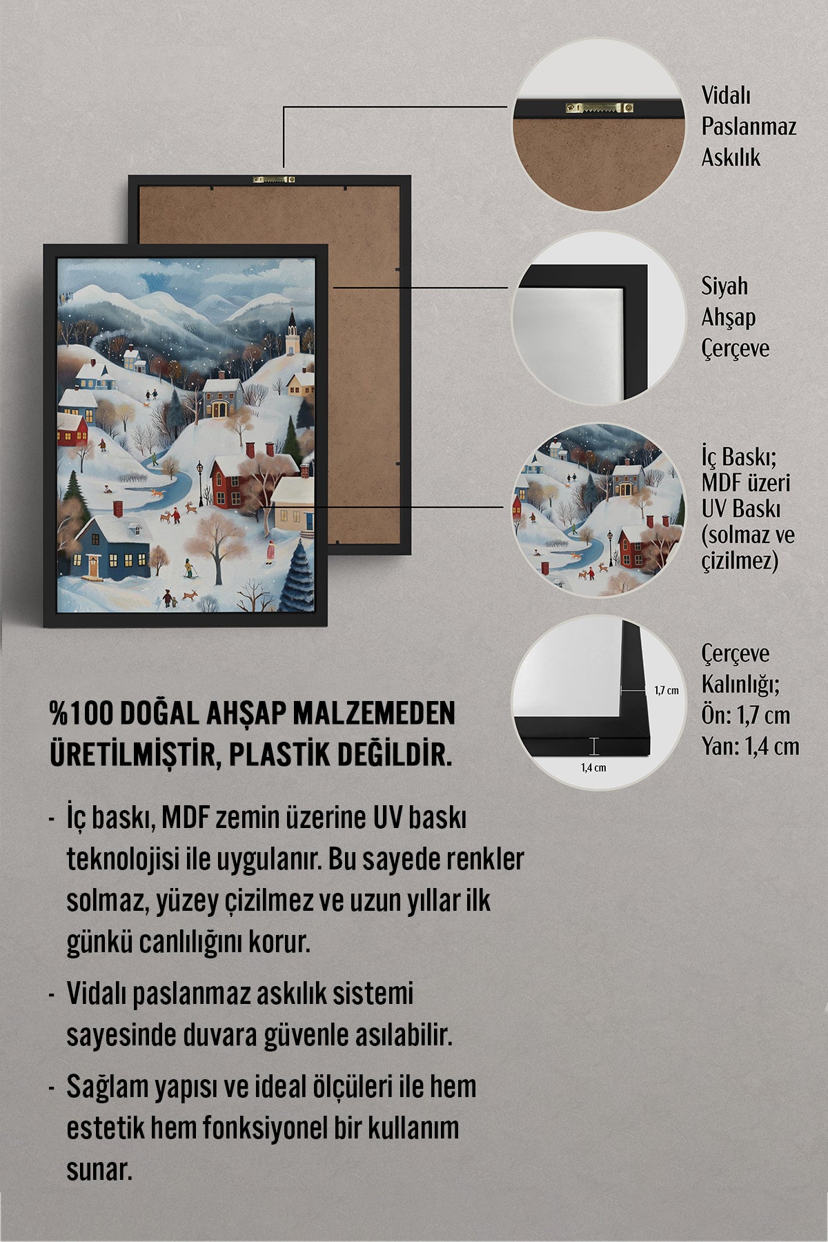 HOMEPACK Ahşap Çerçeveli Tablo Çerçeveli Poster Sanatsal Modern Duvar Dekoru BEK-8176