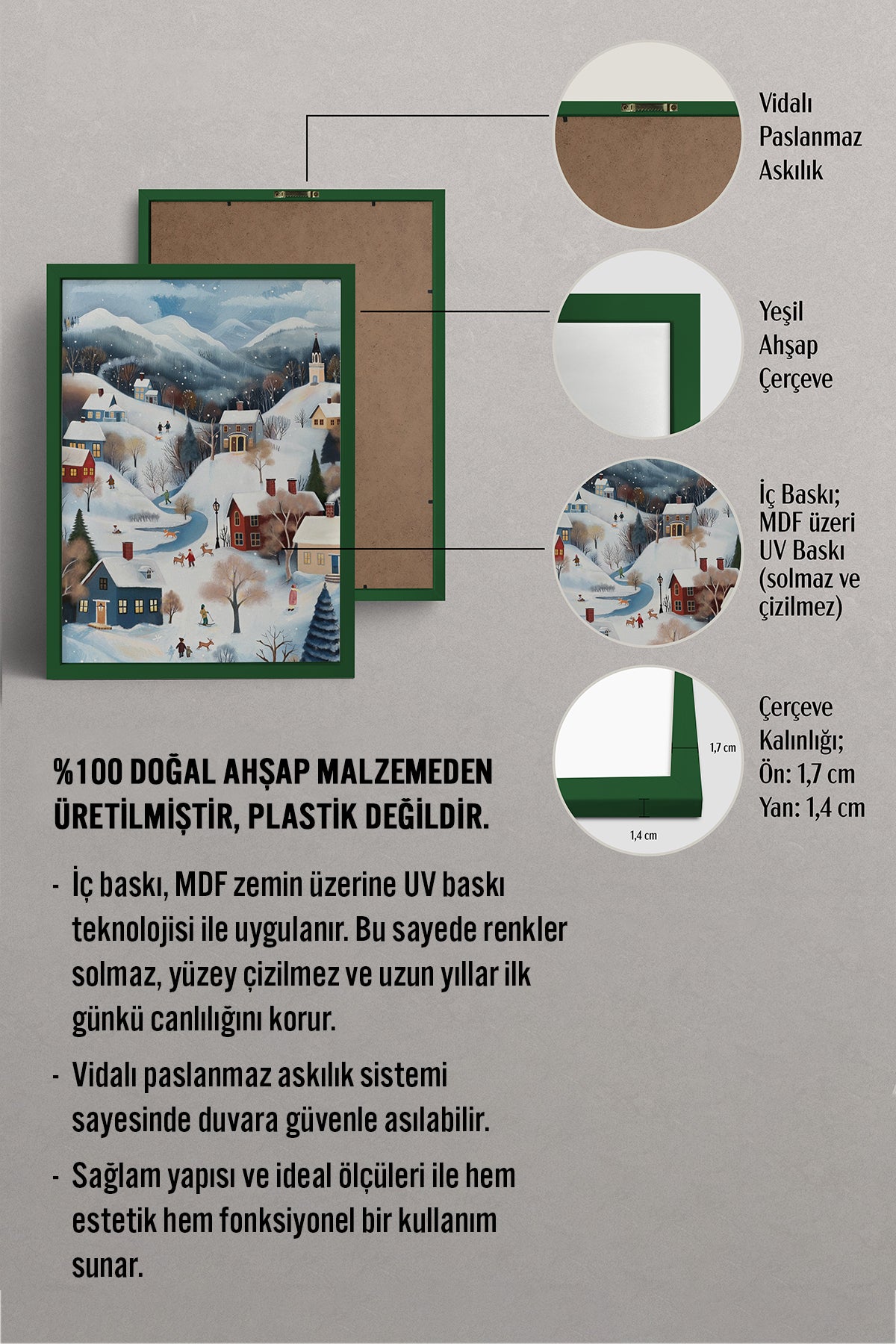 HOMEPACK Ahşap Çerçeveli Tablo Çerçeveli Poster Sanatsal Modern Duvar Dekoru BEK-8176