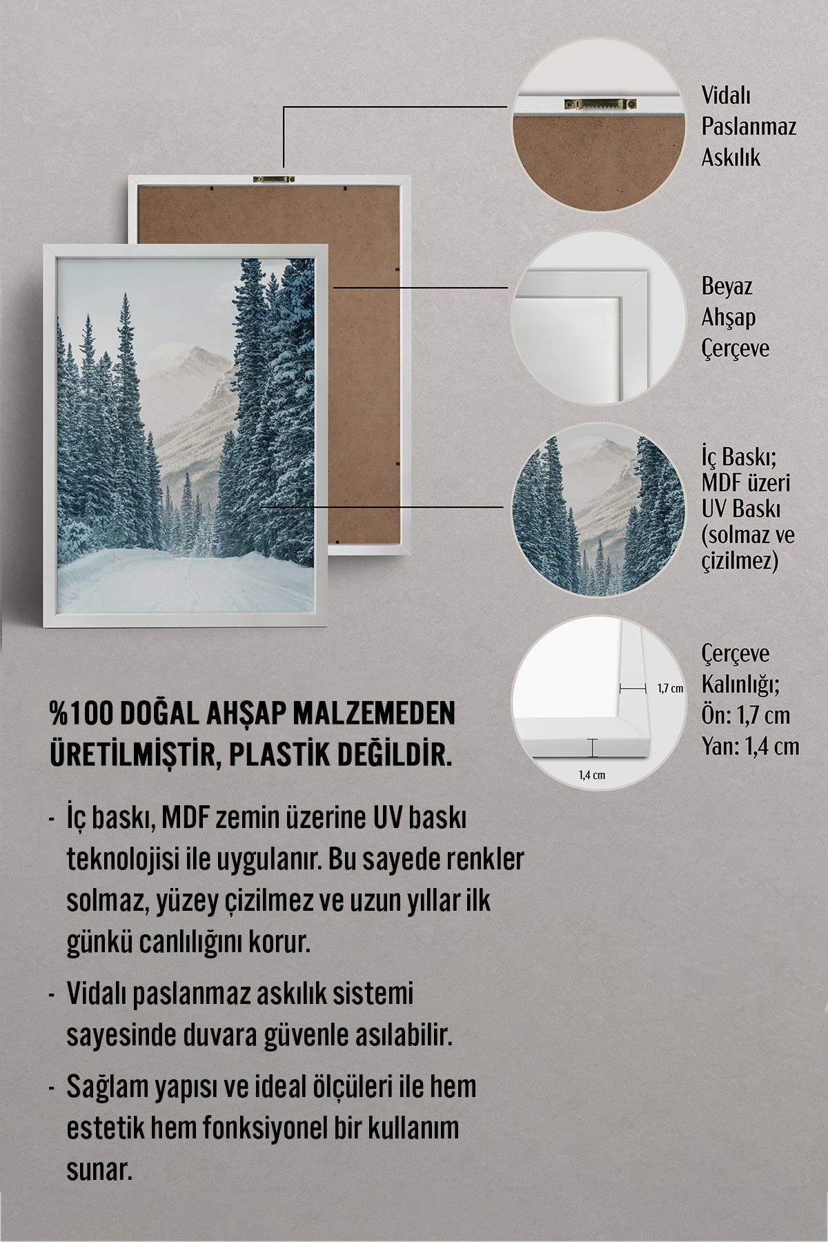 HOMEPACK Ahşap Çerçeveli Tablo Çerçeveli Poster Sanatsal Modern Duvar Dekoru BEK-8177