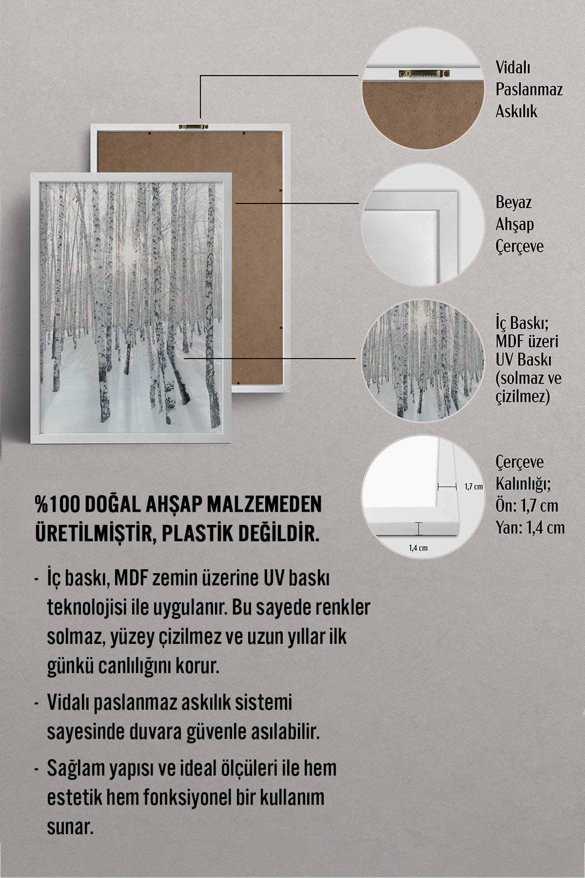 HOMEPACK Ahşap Çerçeveli Tablo Çerçeveli Poster Sanatsal Modern Duvar Dekoru BEK-8178