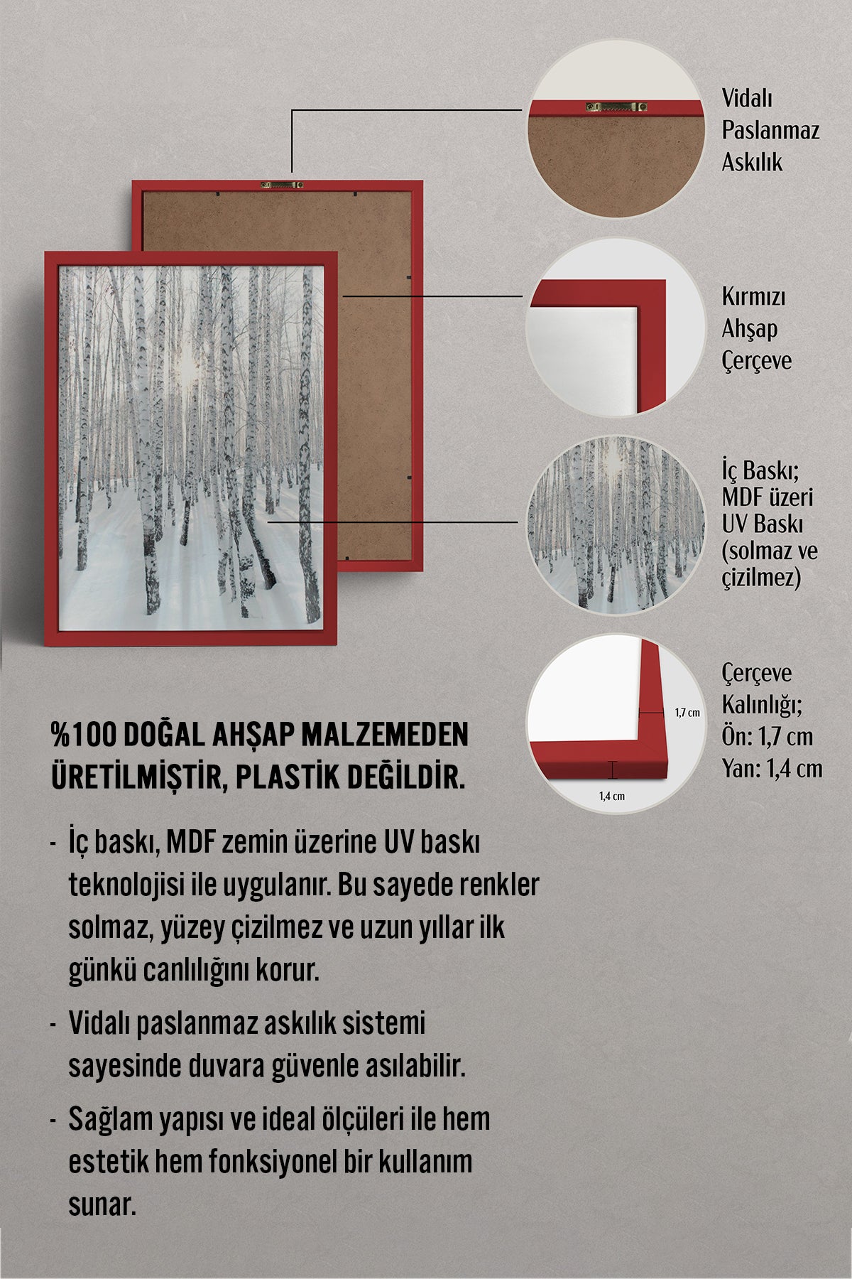 HOMEPACK Ahşap Çerçeveli Tablo Çerçeveli Poster Sanatsal Modern Duvar Dekoru BEK-8178