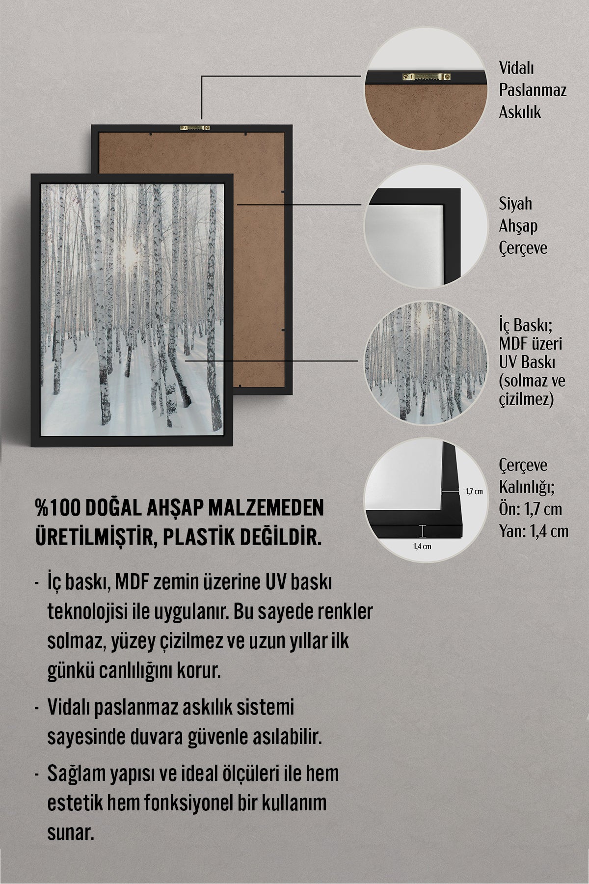 HOMEPACK Ahşap Çerçeveli Tablo Çerçeveli Poster Sanatsal Modern Duvar Dekoru BEK-8178