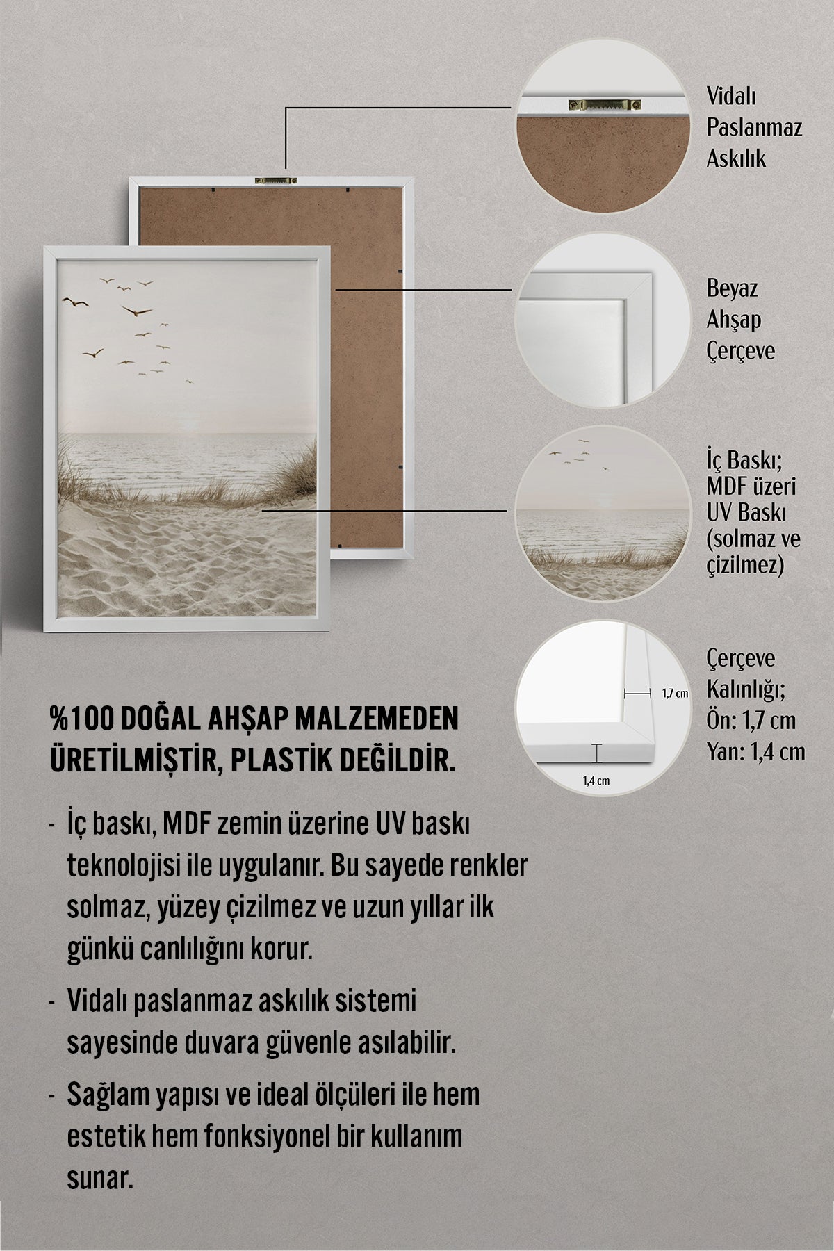 HOMEPACK Ahşap Çerçeveli Tablo Çerçeveli Poster Sanatsal Modern Duvar Dekoru BEK-8179