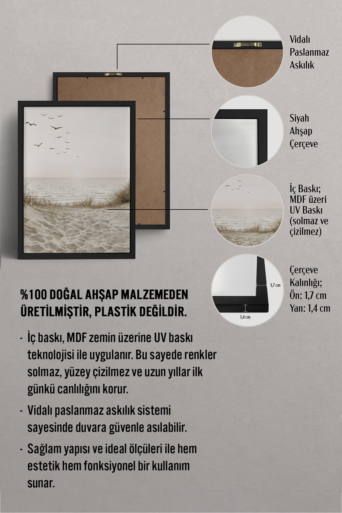 HOMEPACK Ahşap Çerçeveli Tablo Çerçeveli Poster Sanatsal Modern Duvar Dekoru BEK-8179