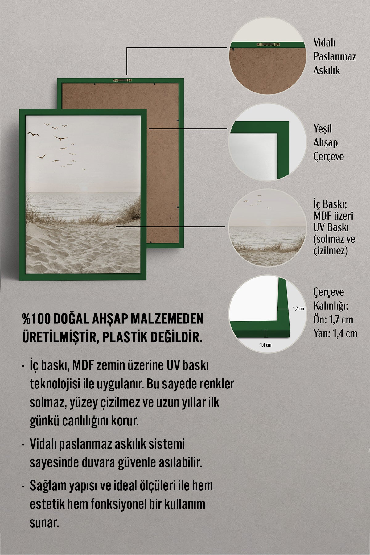 HOMEPACK Ahşap Çerçeveli Tablo Çerçeveli Poster Sanatsal Modern Duvar Dekoru BEK-8179