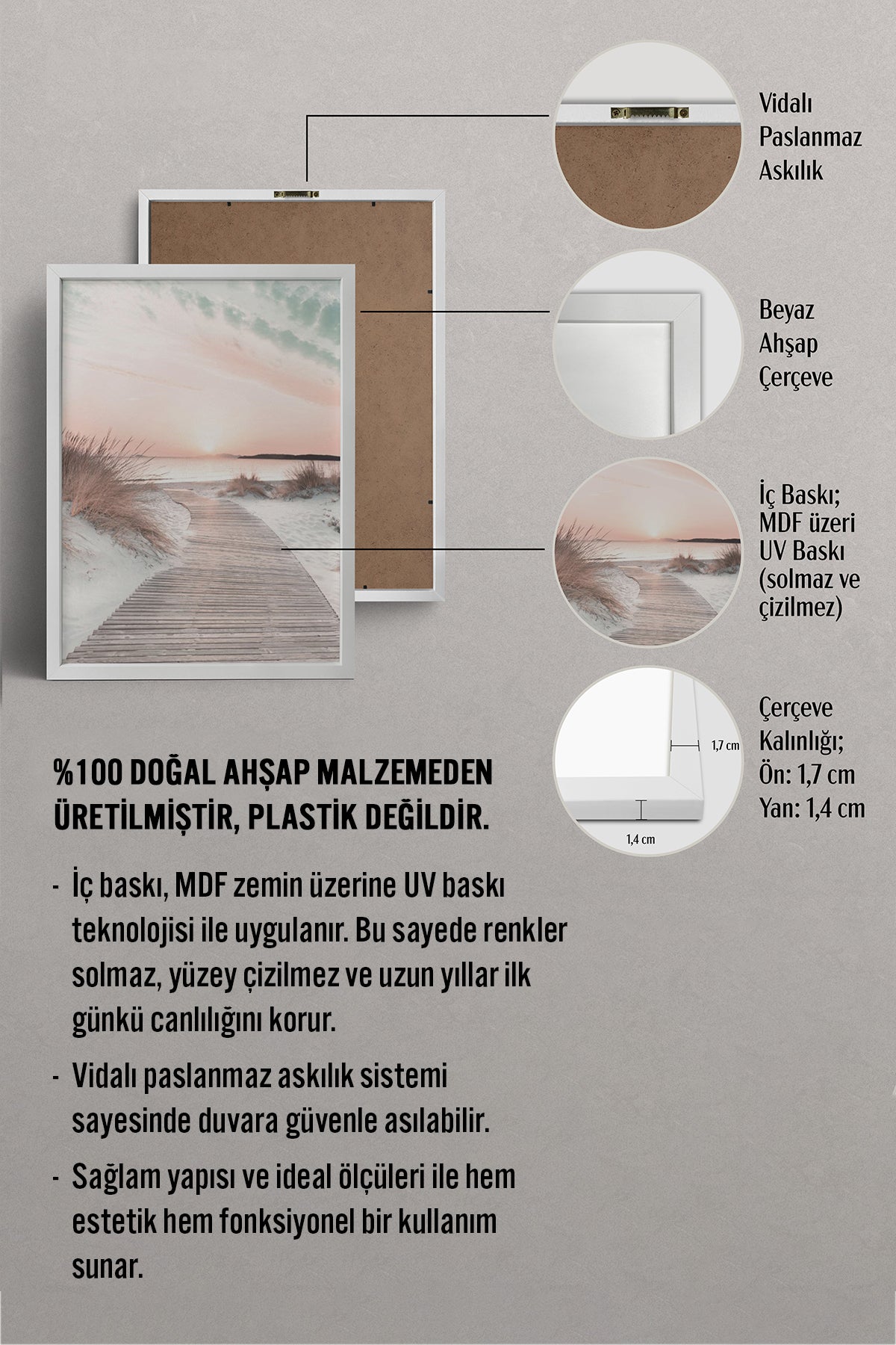 HOMEPACK Ahşap Çerçeveli Tablo Çerçeveli Poster Sanatsal Modern Duvar Dekoru BEK-8180