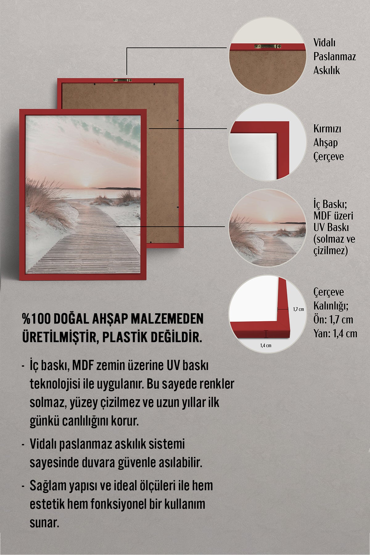 HOMEPACK Ahşap Çerçeveli Tablo Çerçeveli Poster Sanatsal Modern Duvar Dekoru BEK-8180