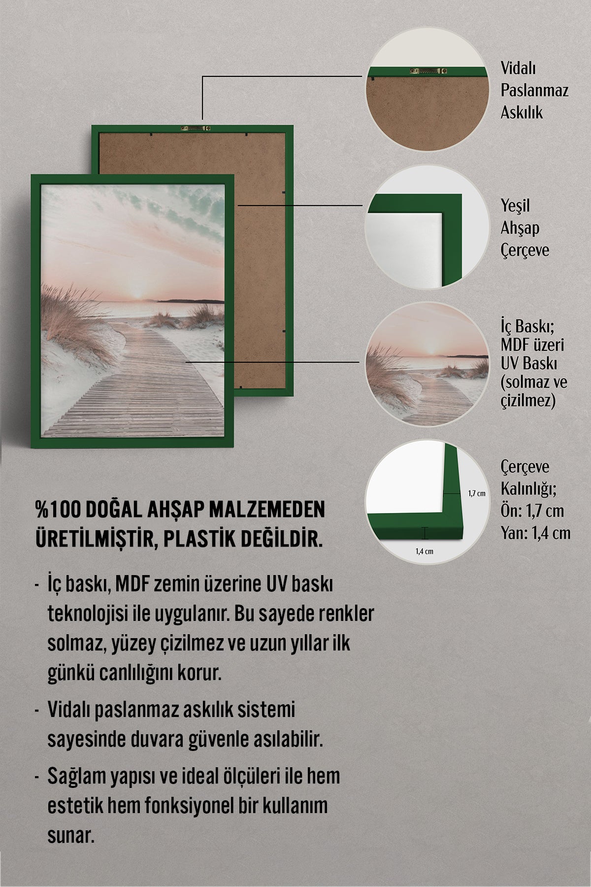 HOMEPACK Ahşap Çerçeveli Tablo Çerçeveli Poster Sanatsal Modern Duvar Dekoru BEK-8180