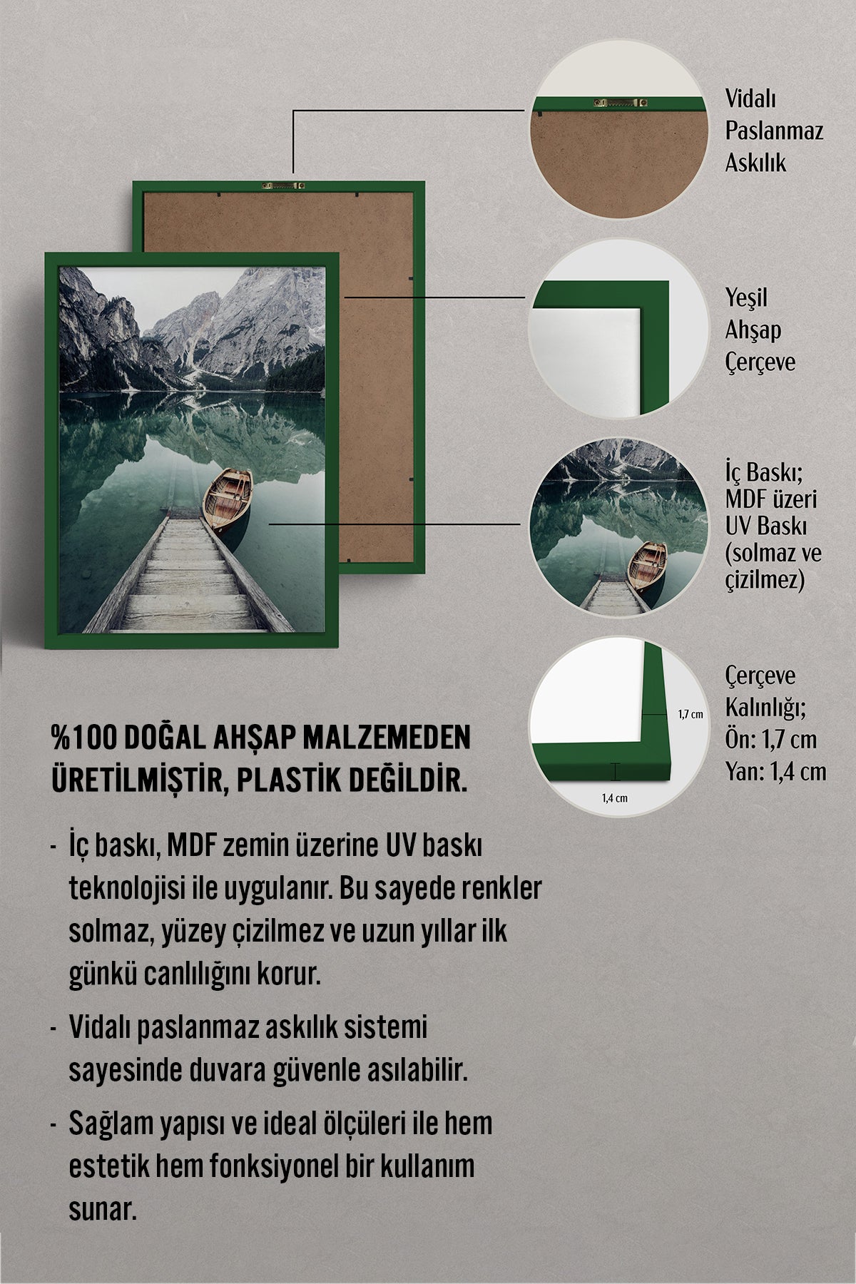 HOMEPACK Ahşap Çerçeveli Tablo Çerçeveli Poster Sanatsal Modern Duvar Dekoru BEK-8181