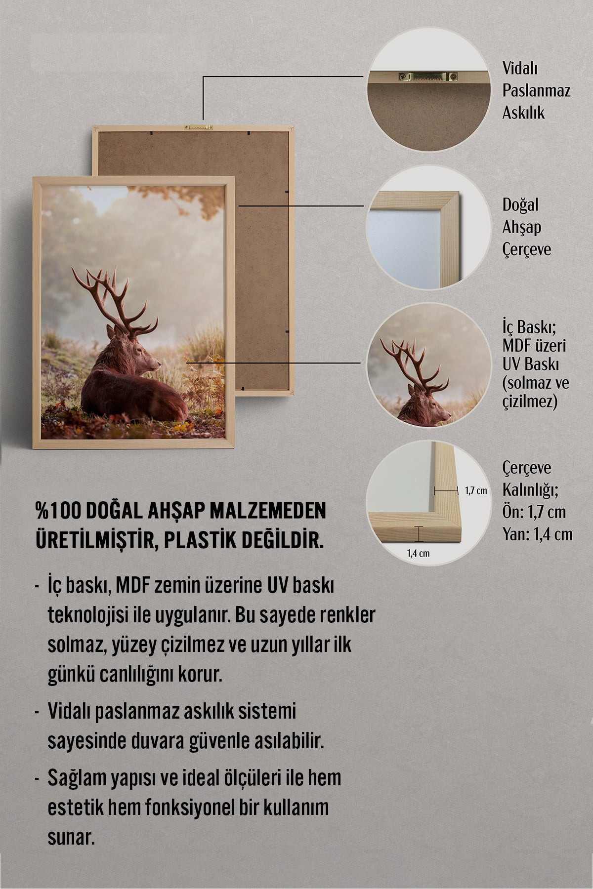 HOMEPACK Ahşap Çerçeveli Tablo Çerçeveli Poster Sanatsal Modern Duvar Dekoru BEK-8182