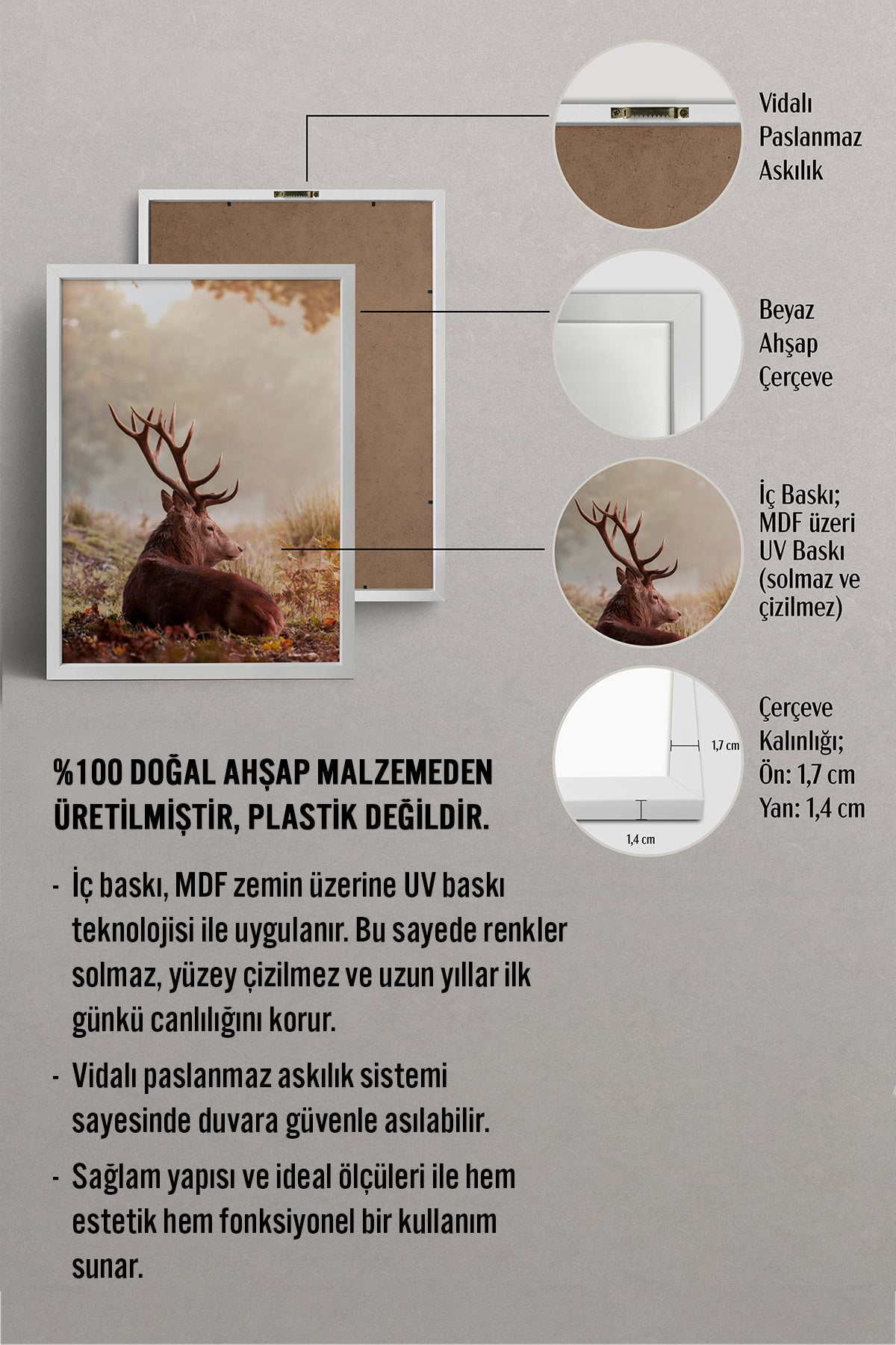 HOMEPACK Ahşap Çerçeveli Tablo Çerçeveli Poster Sanatsal Modern Duvar Dekoru BEK-8182