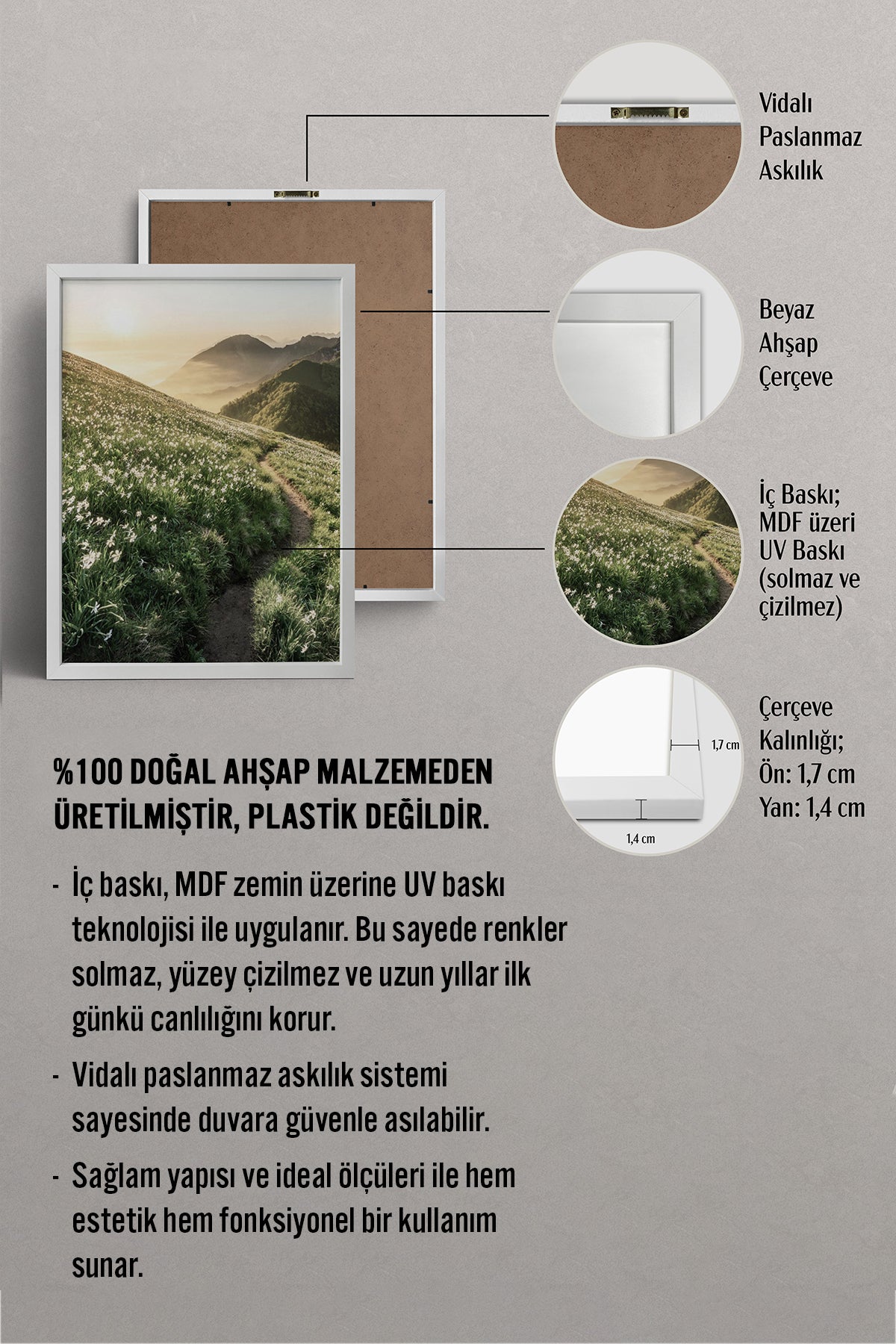 HOMEPACK Ahşap Çerçeveli Tablo Çerçeveli Poster Sanatsal Modern Duvar Dekoru BEK-8183
