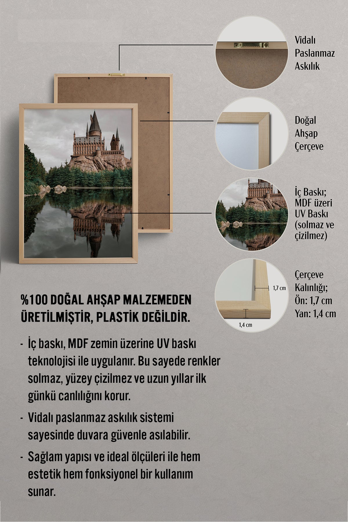 HOMEPACK Ahşap Çerçeveli Tablo Çerçeveli Poster Sanatsal Modern Duvar Dekoru BEK-8184