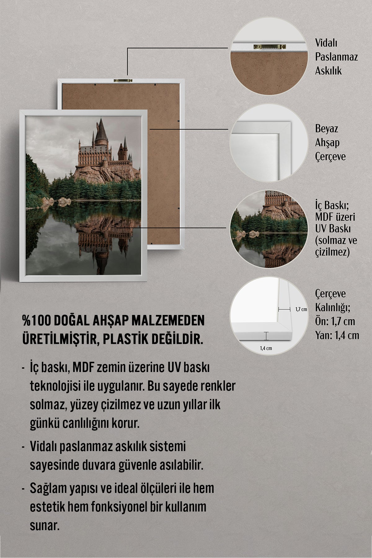 HOMEPACK Ahşap Çerçeveli Tablo Çerçeveli Poster Sanatsal Modern Duvar Dekoru BEK-8184