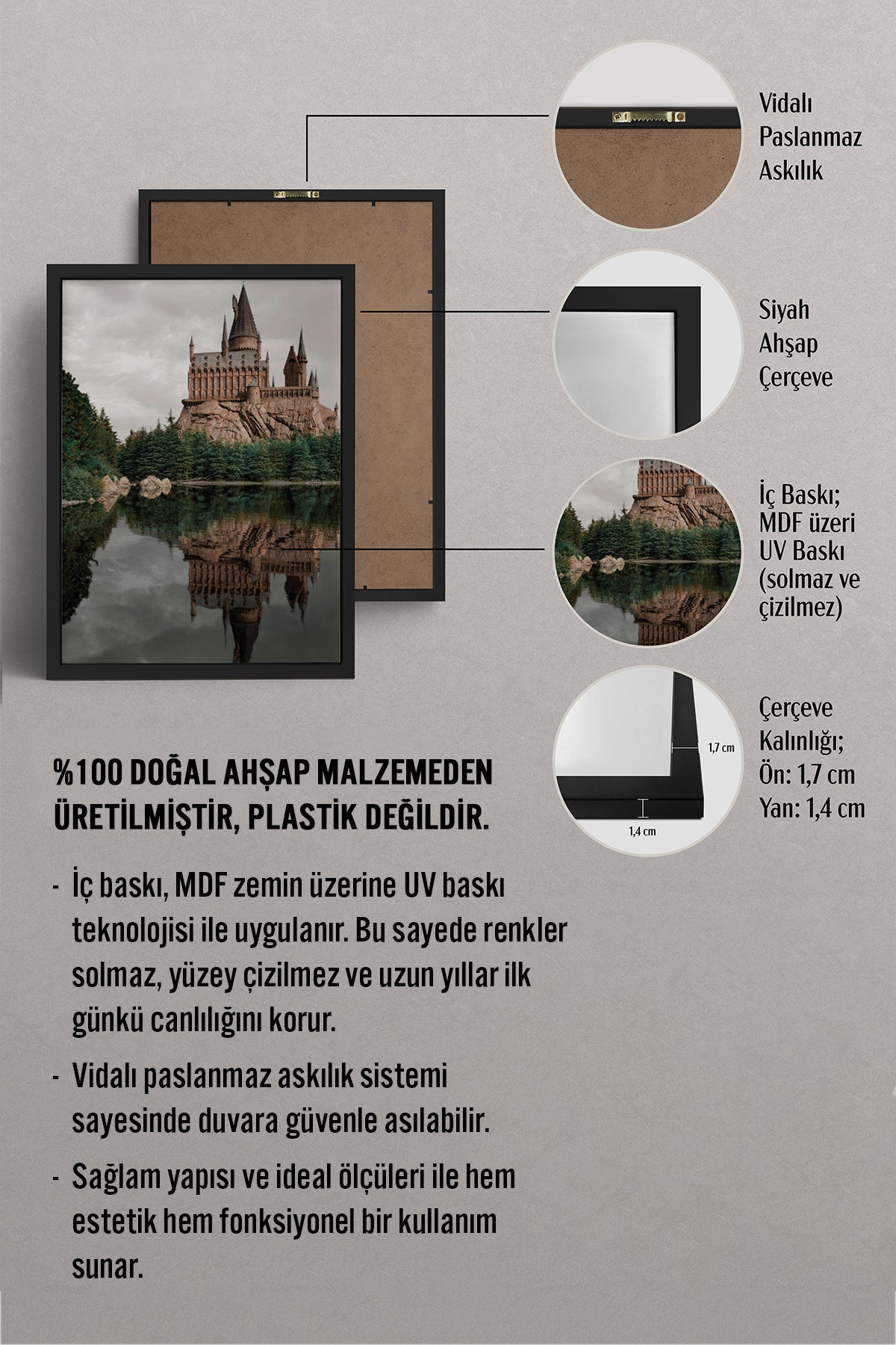 HOMEPACK Ahşap Çerçeveli Tablo Çerçeveli Poster Sanatsal Modern Duvar Dekoru BEK-8184