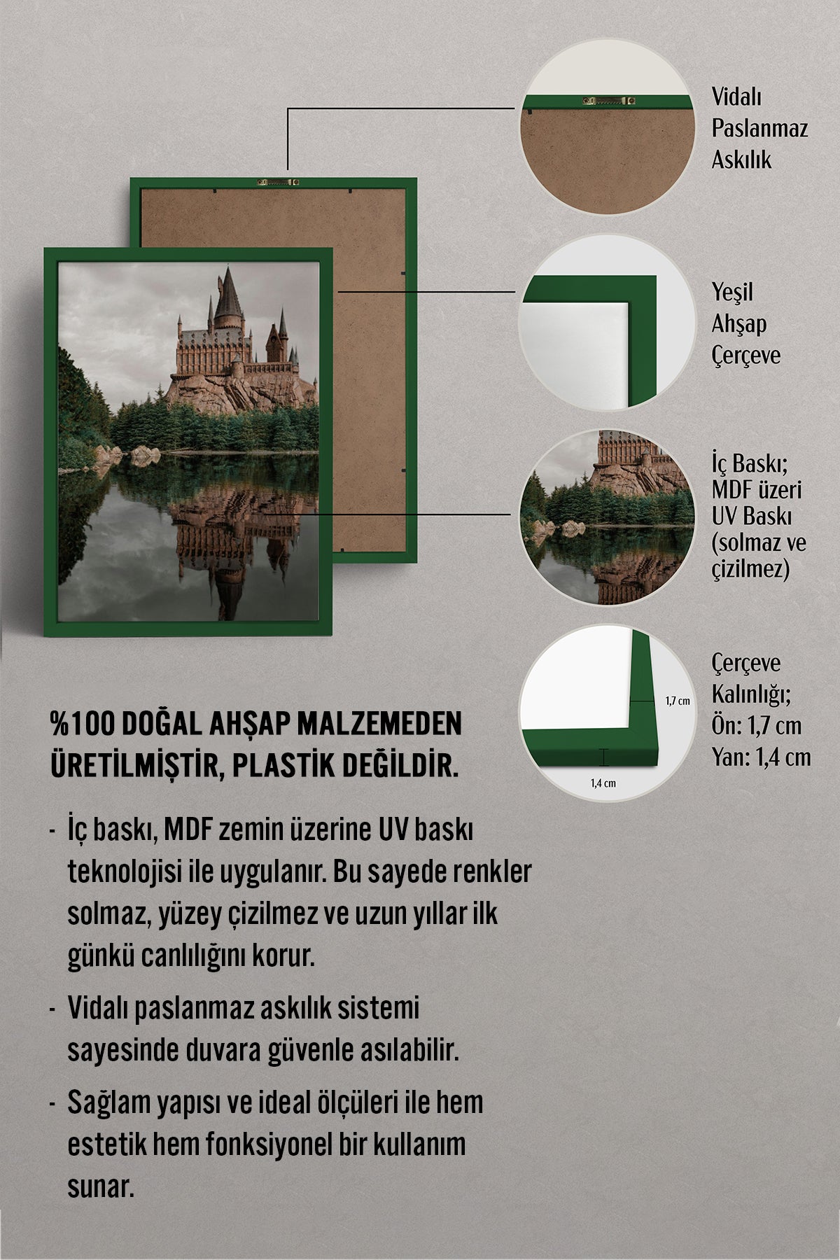 HOMEPACK Ahşap Çerçeveli Tablo Çerçeveli Poster Sanatsal Modern Duvar Dekoru BEK-8184