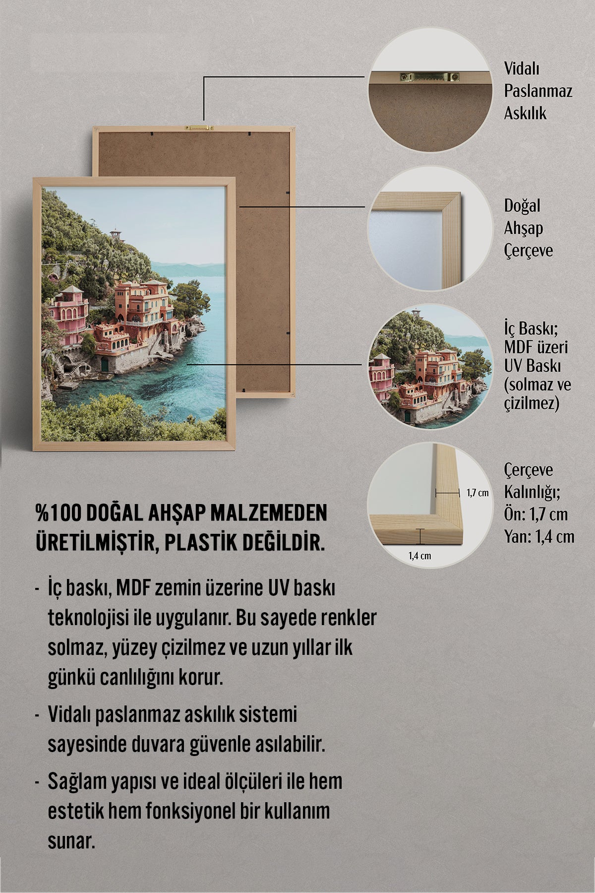 HOMEPACK Ahşap Çerçeveli Tablo Çerçeveli Poster Sanatsal Modern Duvar Dekoru BEK-8185