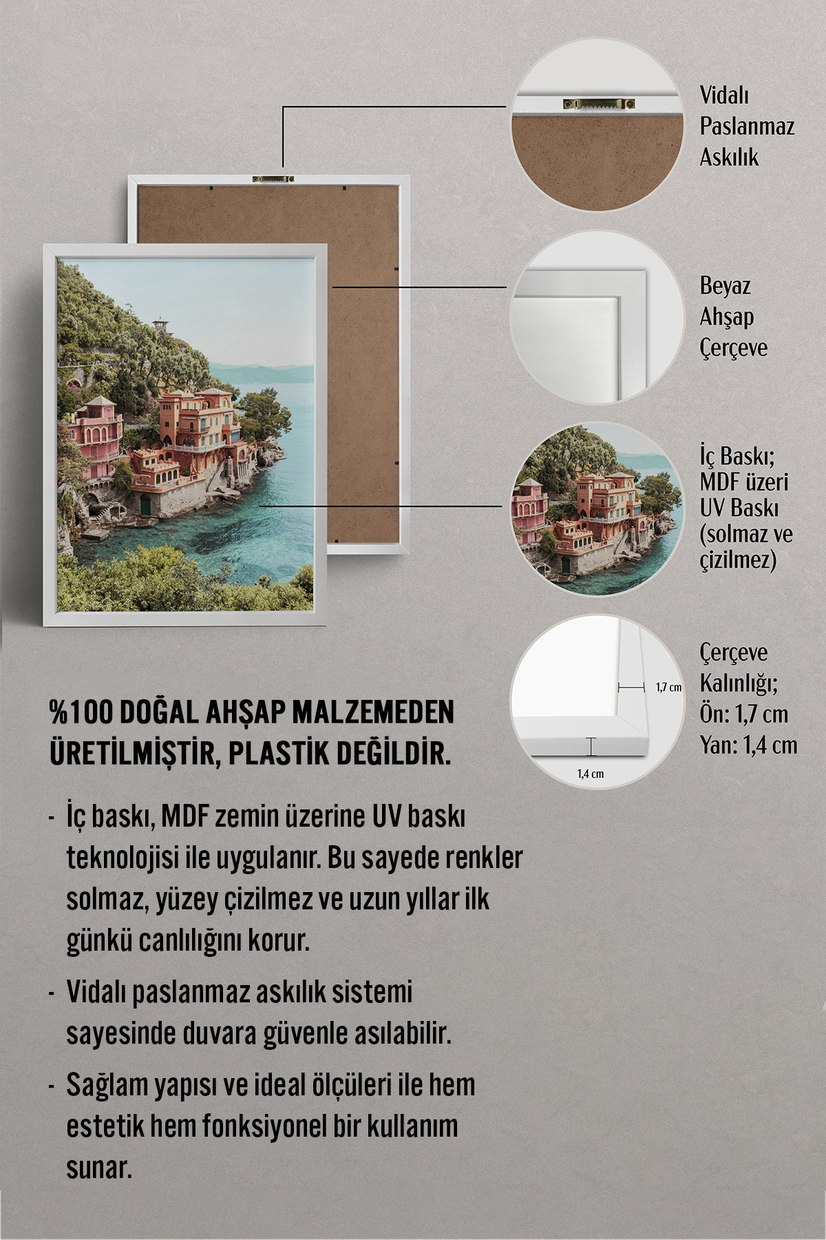 HOMEPACK Ahşap Çerçeveli Tablo Çerçeveli Poster Sanatsal Modern Duvar Dekoru BEK-8185