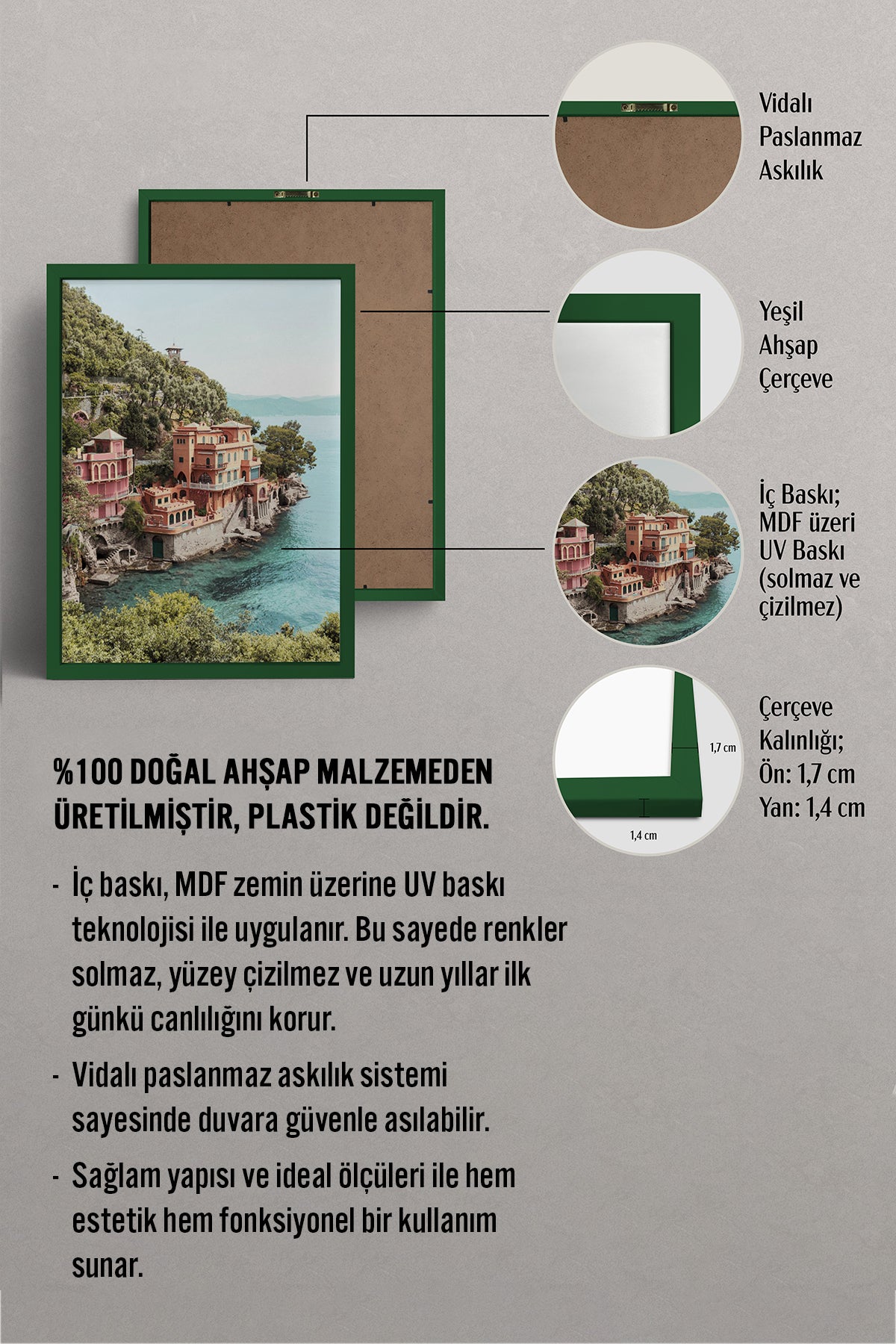 HOMEPACK Ahşap Çerçeveli Tablo Çerçeveli Poster Sanatsal Modern Duvar Dekoru BEK-8185