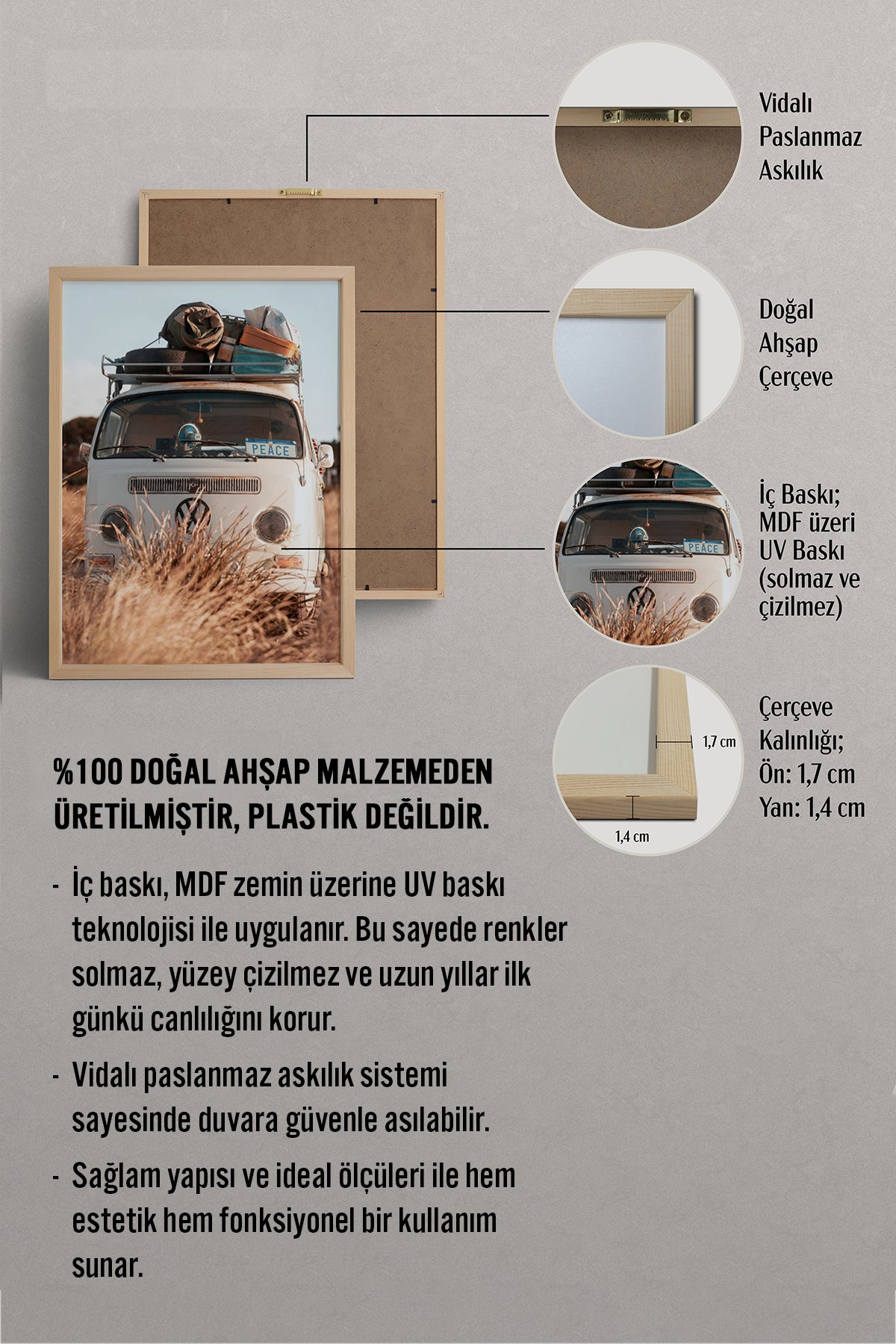 HOMEPACK Ahşap Çerçeveli Tablo Çerçeveli Poster Sanatsal Modern Duvar Dekoru BEK-8186