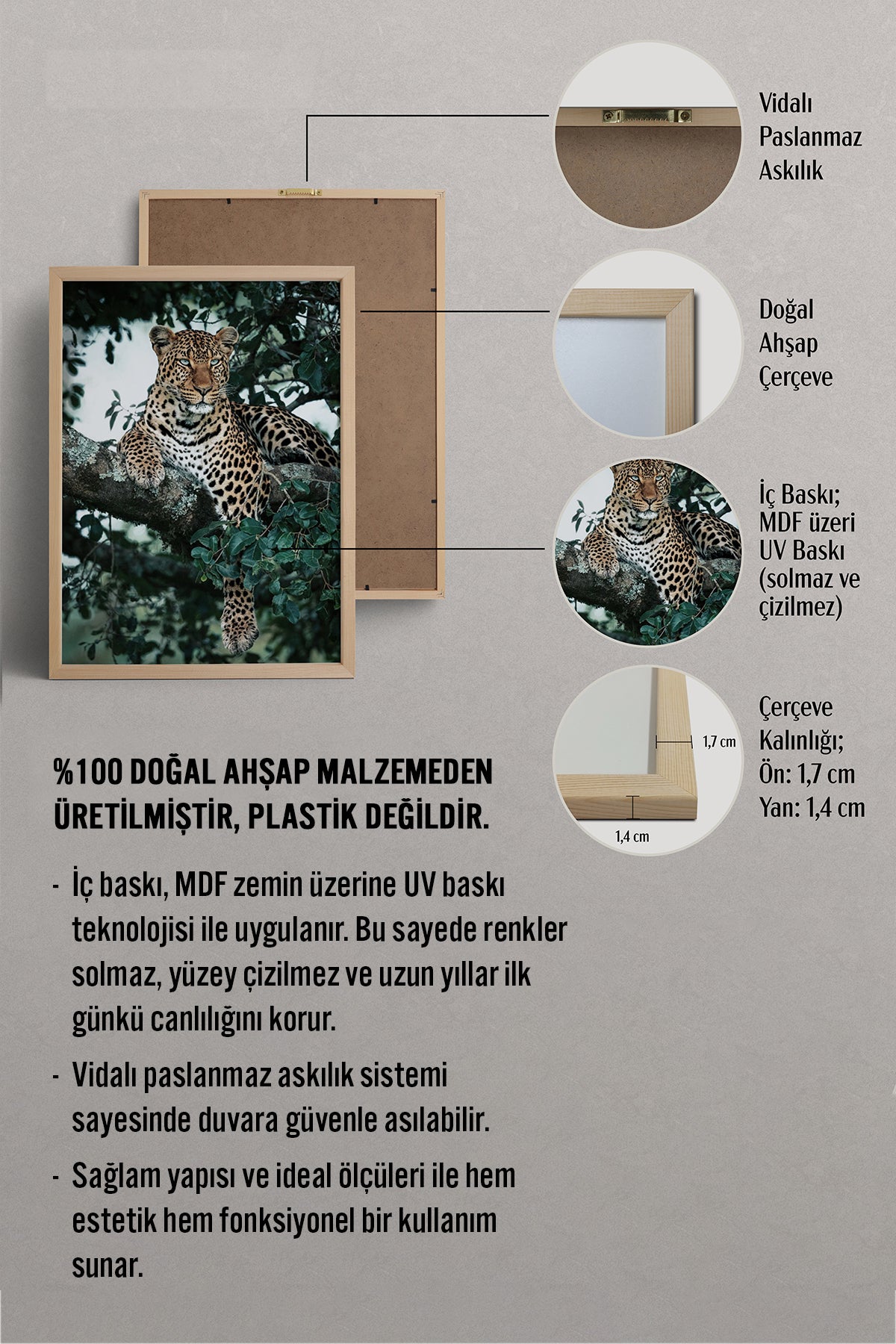 HOMEPACK Ahşap Çerçeveli Tablo Çerçeveli Poster Sanatsal Modern Duvar Dekoru BEK-8187